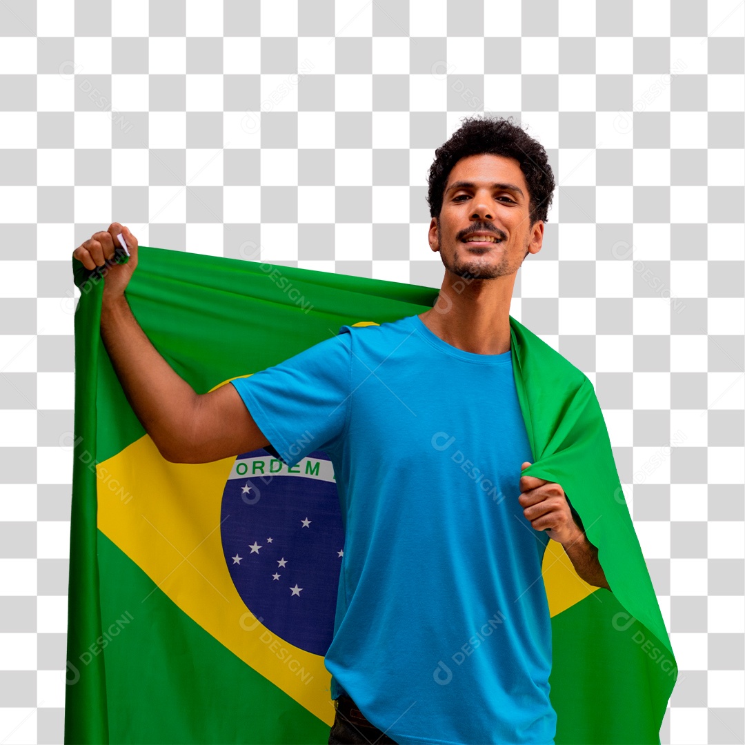 Homem Com Bandeira do Brasil Nas Costas Independência do Brasil PNG Transparente