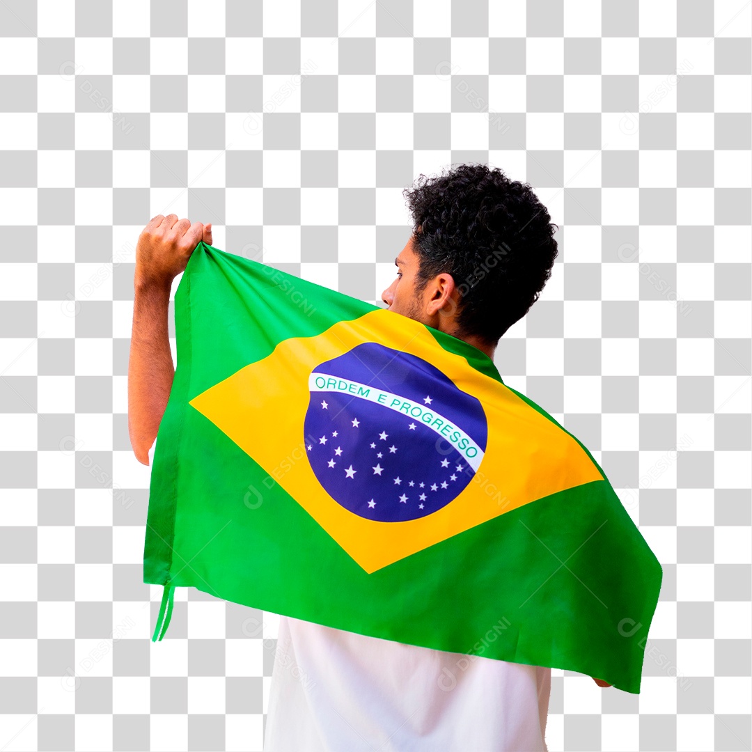 Homem Com Bandeira do Brasil Nas Costas Independência do Brasil PNG Transparente