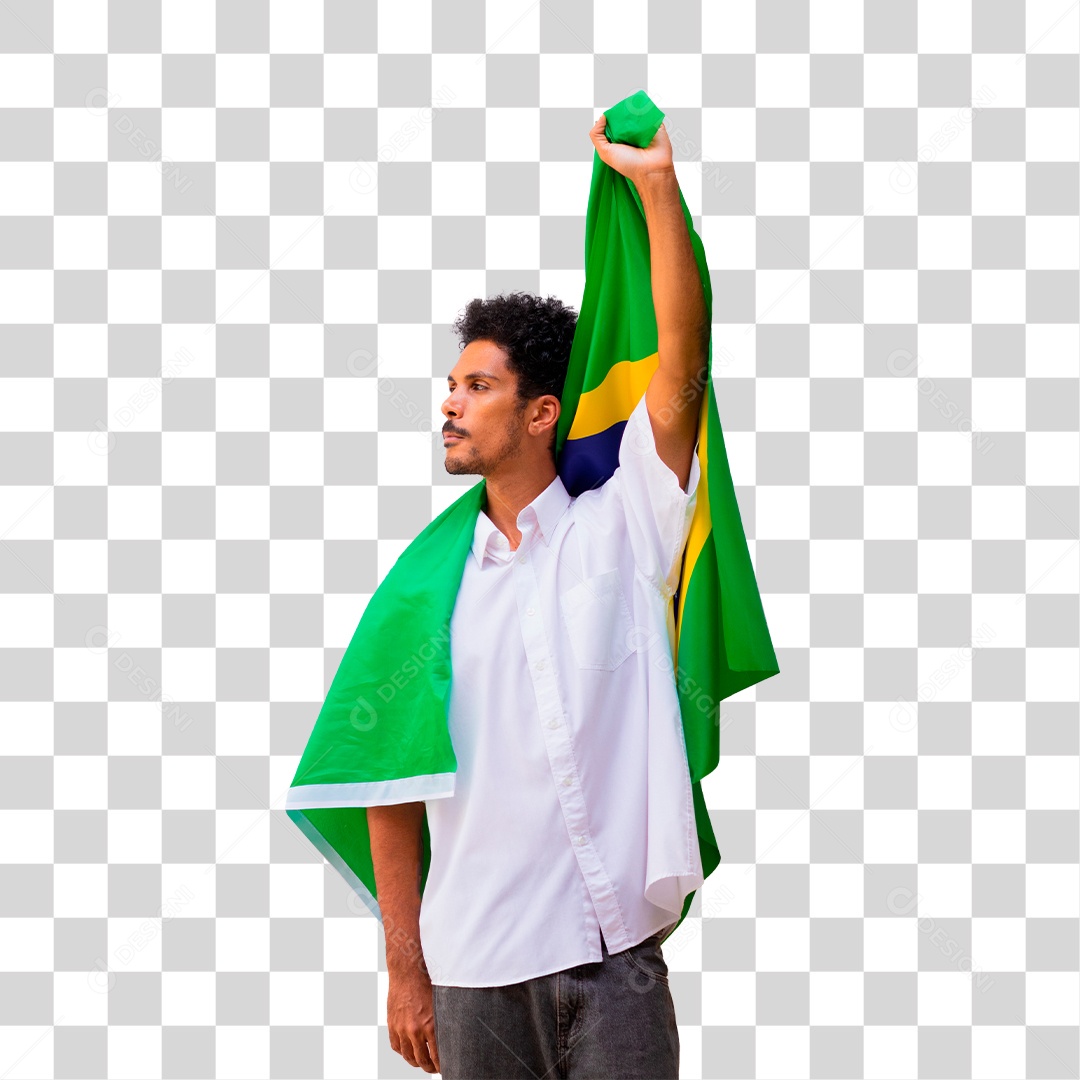 Homem Com Bandeira do Brasil Nas Costas Independência do Brasil PNG Transparente