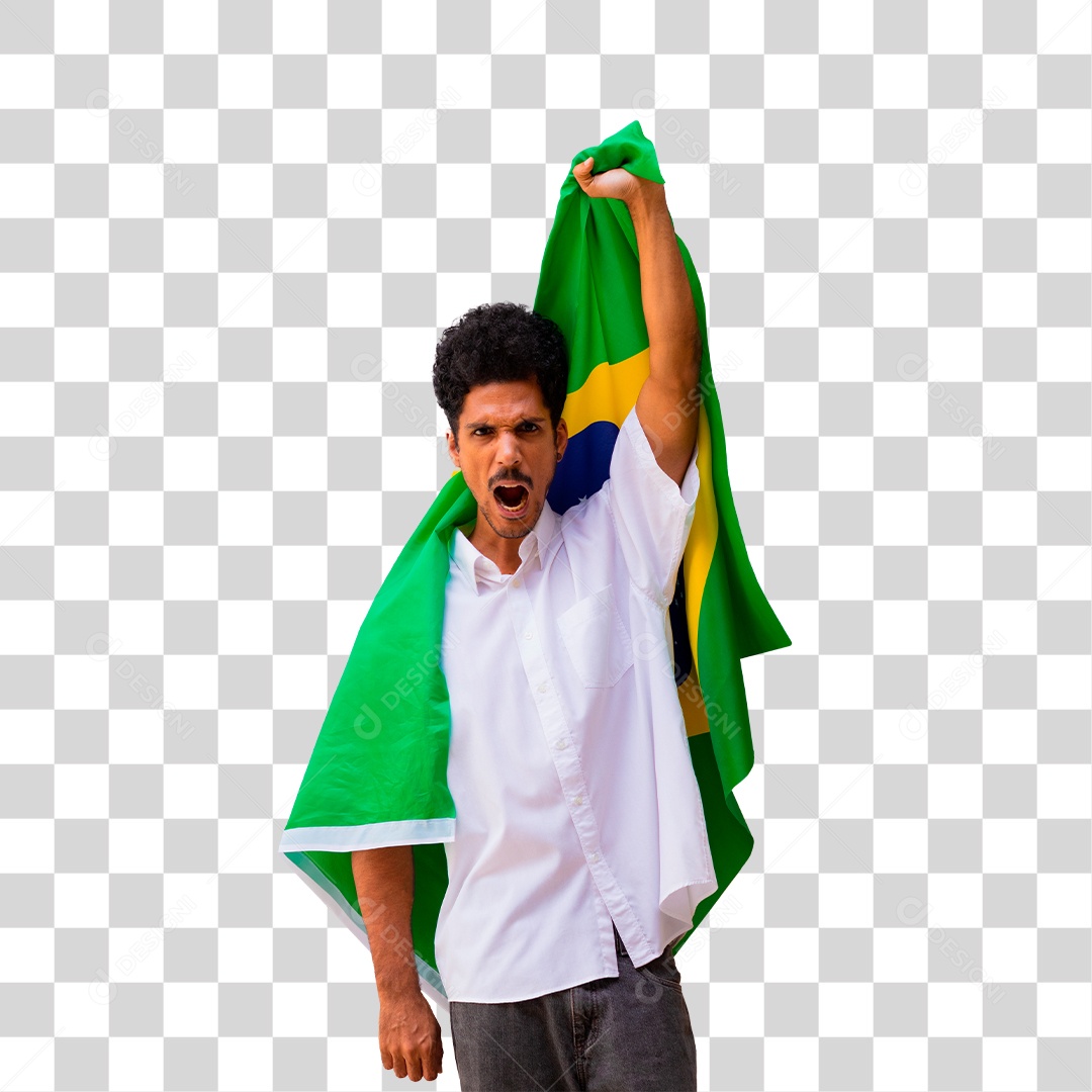 Homem Com Bandeira do Brasil Nas Costas Independência do Brasil PNG Transparente