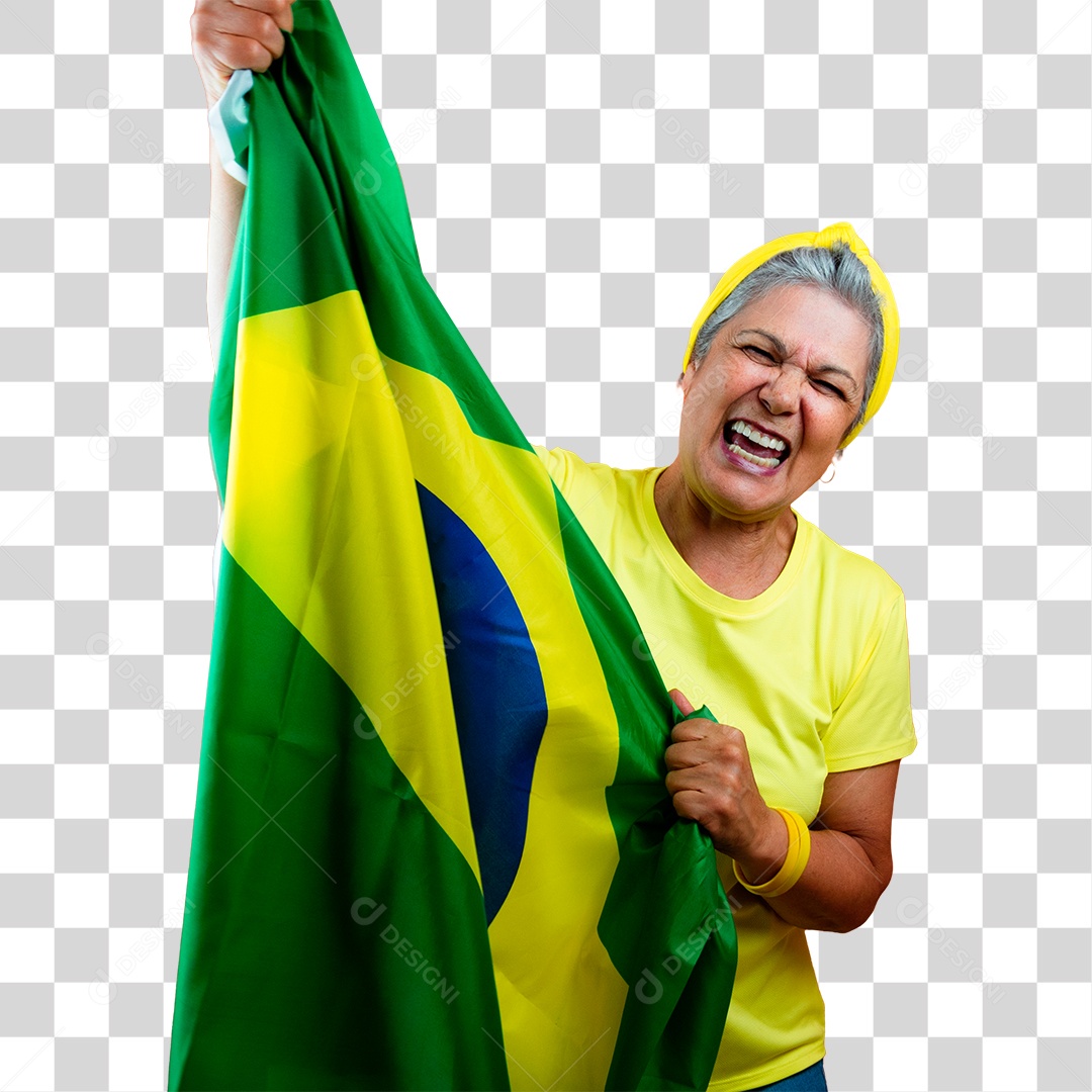 Torcedora de Futebol Torcendo Pelo Seu Time Brasil PNG Transparente