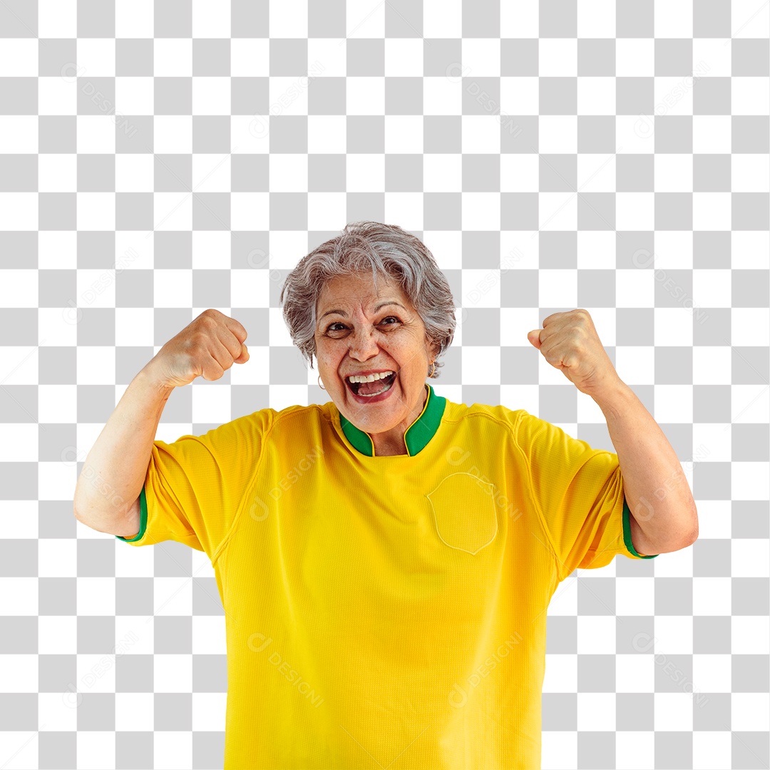 Torcedora de Futebol Torcendo Pelo Seu Time Brasil PNG Transparente