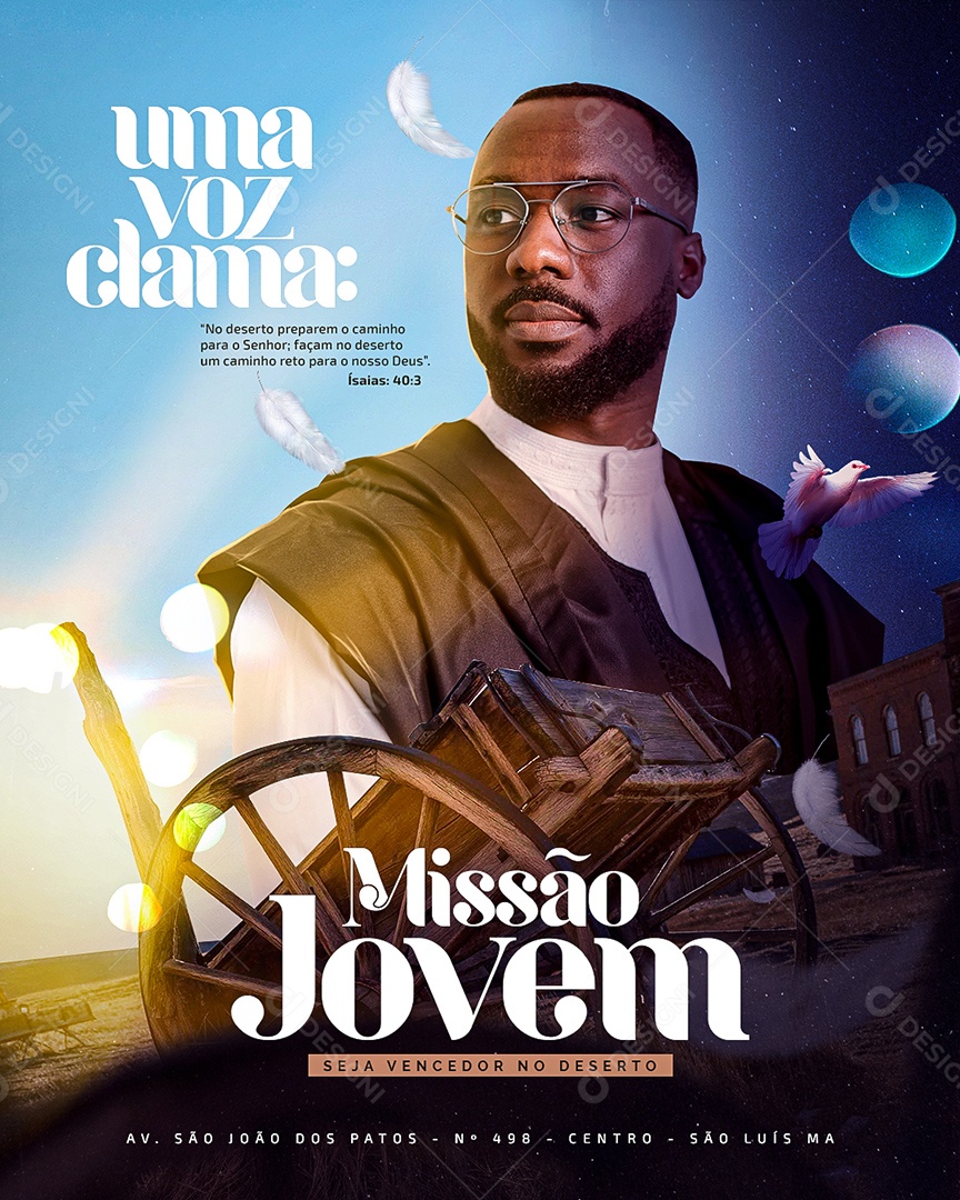 Flyer Gospel Missão Jovem Social Media PSD Editável