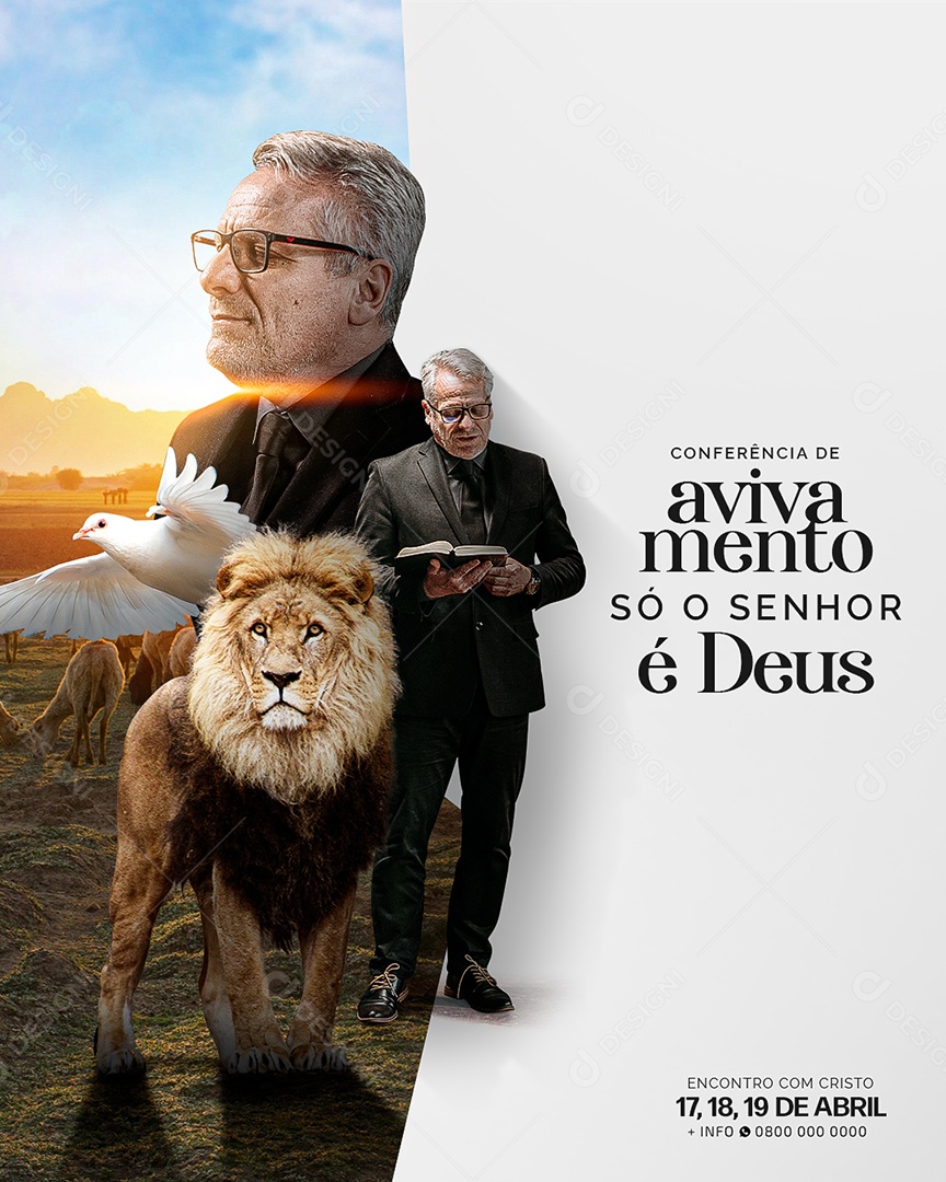 Flyer Gospel Conferência de Avivamento só o Senhor é Deus Social Media PSD Editável