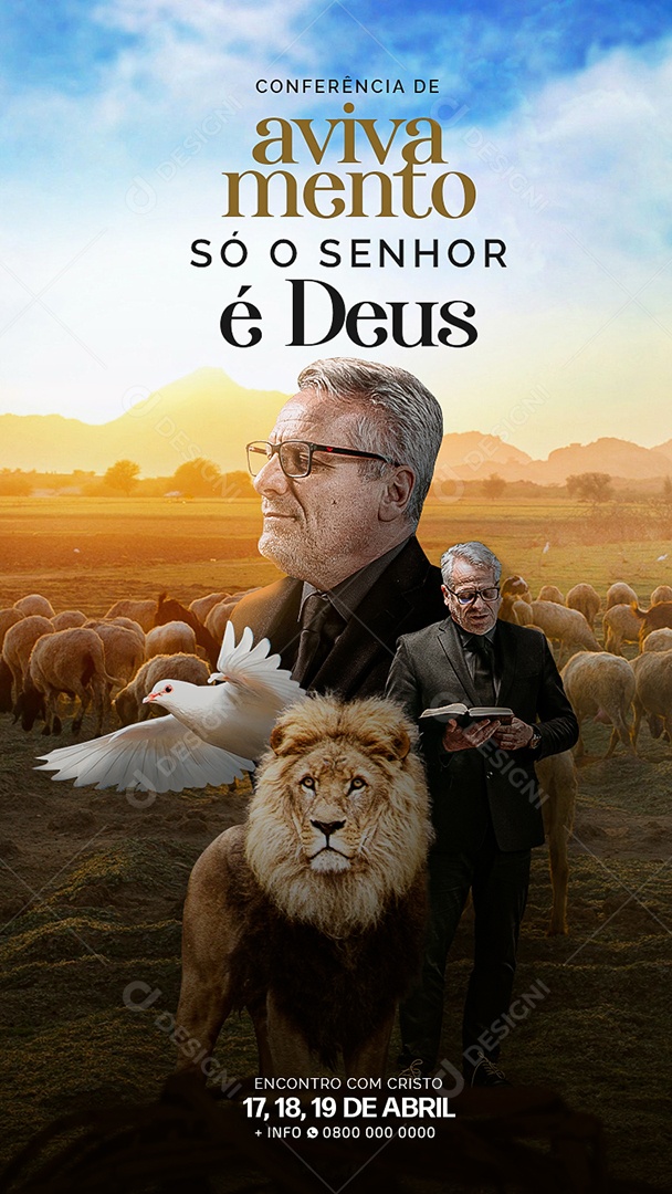 Flyer Gospel Conferência de Avivamento só o Senhor é Deus Story Social Media PSD Editável