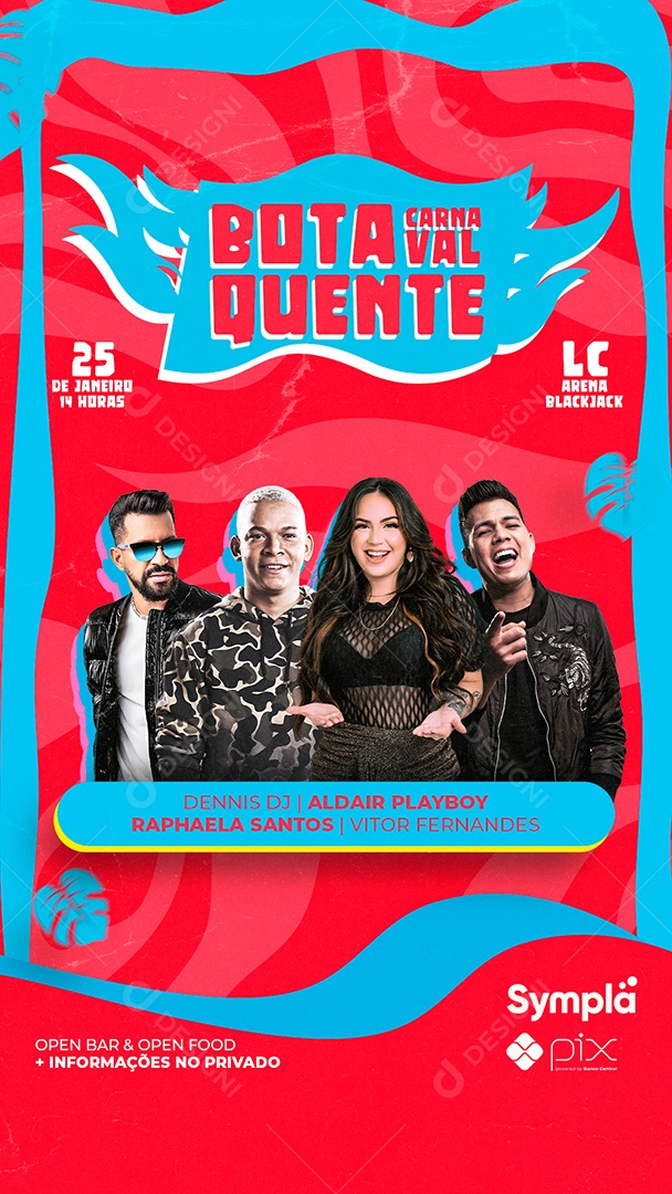 Story Carnaval Bota Quente Flyers Social Media PSD Editável