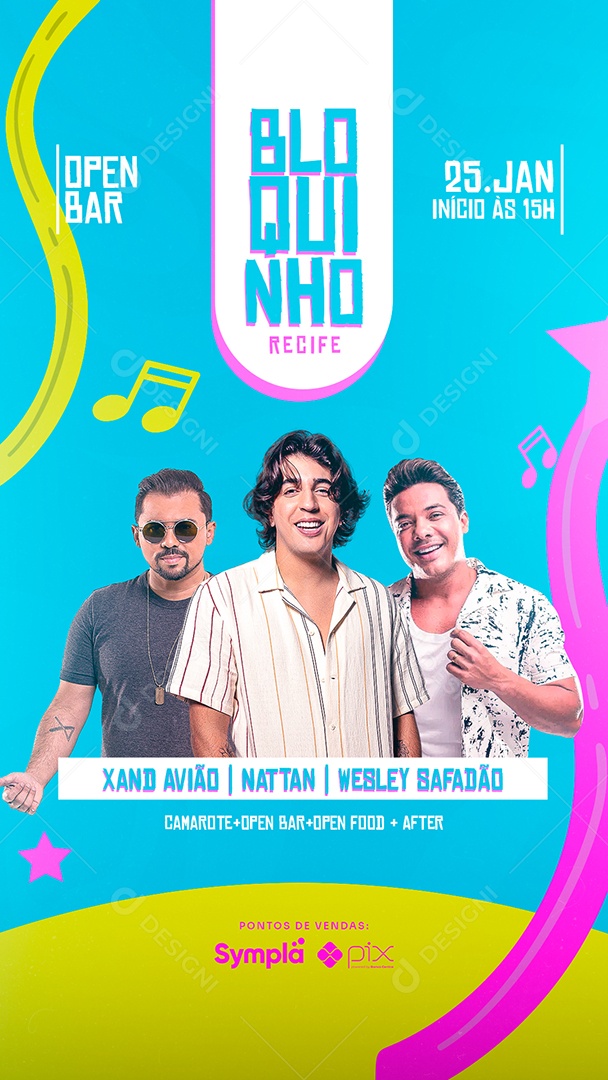 Story Bloquinho Recife Nattan Wesley Safadão Xand Avião Flyers Social Media PSD Editável