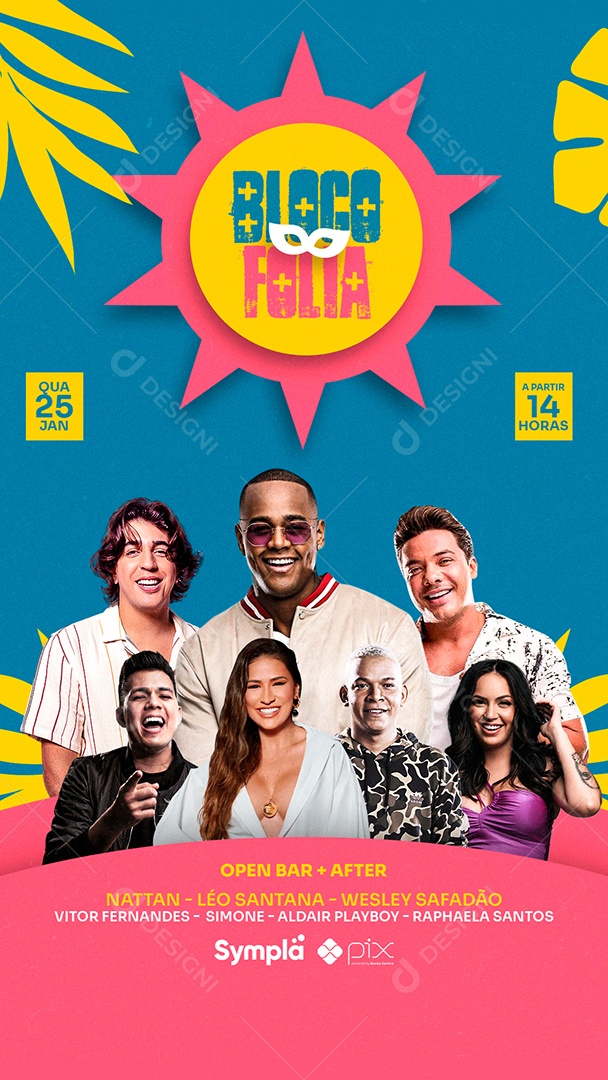 Story Bloco Folia Open Bar After Flyers Social Media PSD Editável