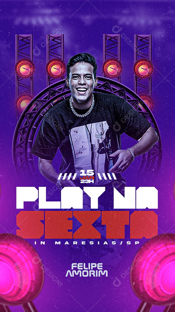Story Play na Sexta Felipe Amorim Flyers Social Media PSD Editável