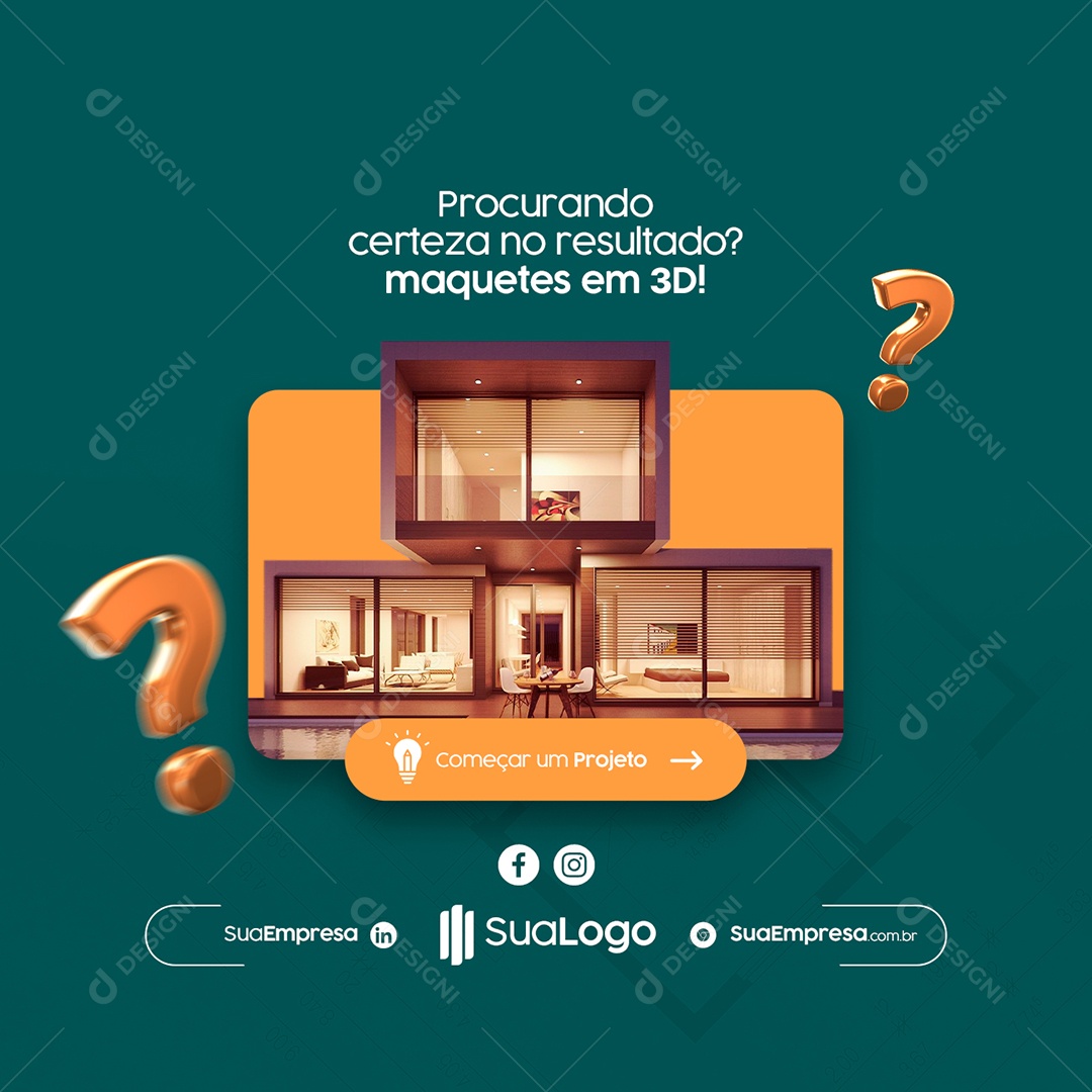 Procurando Certeza no Resultado Maquetes em 3D Arquitetura Social Media PSD Editável