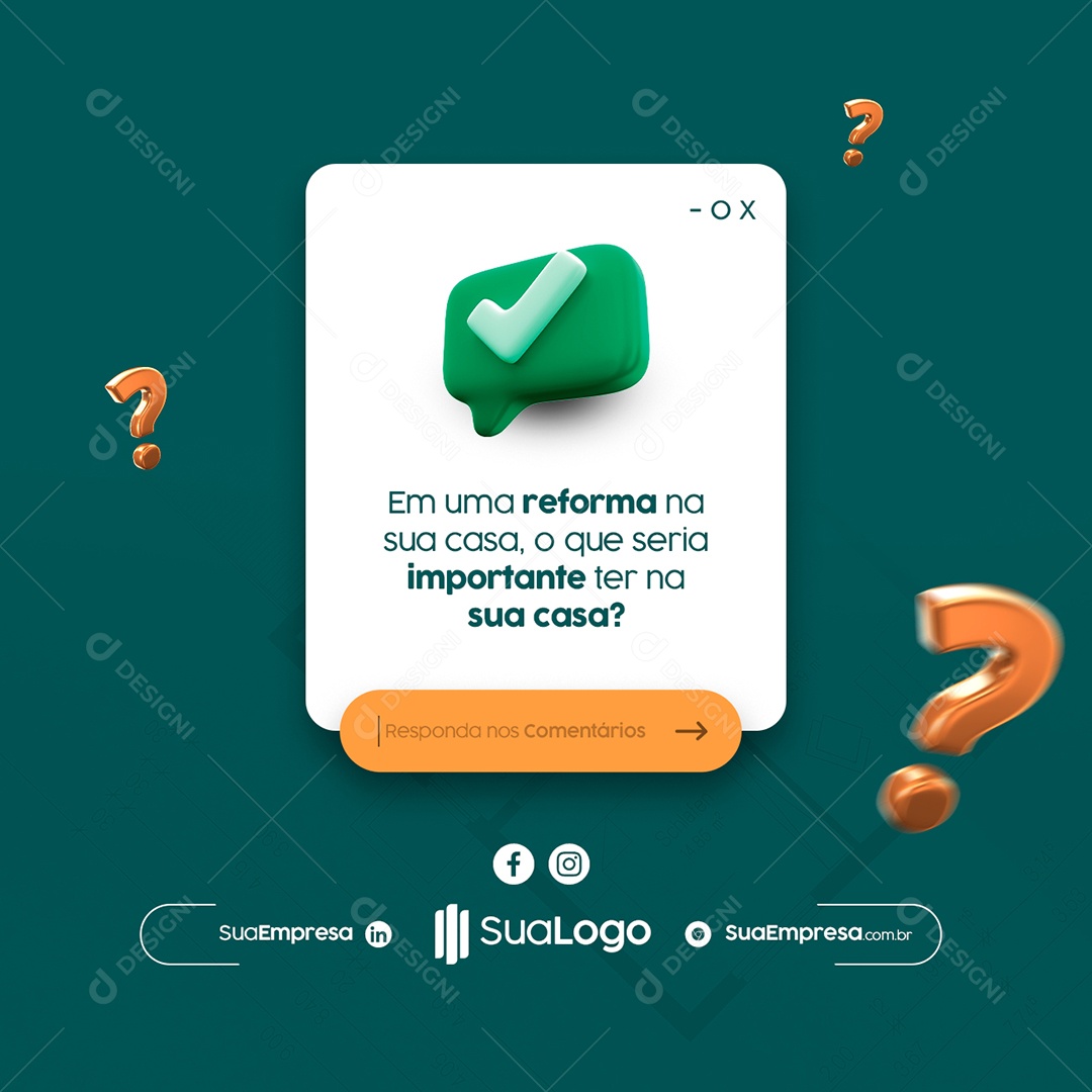 Em uma Reforma na Sua Casa Arquitetura Social Media PSD Editável