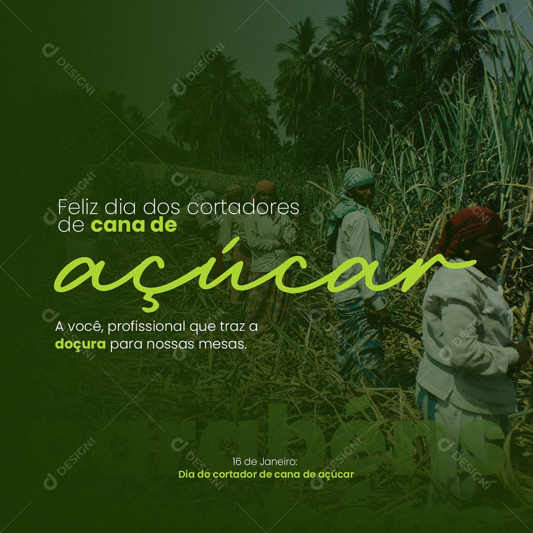 A Você Profissional que Traz a Doçura Dia do Cortador De Cana de Açúcar Social Media PSD Editável