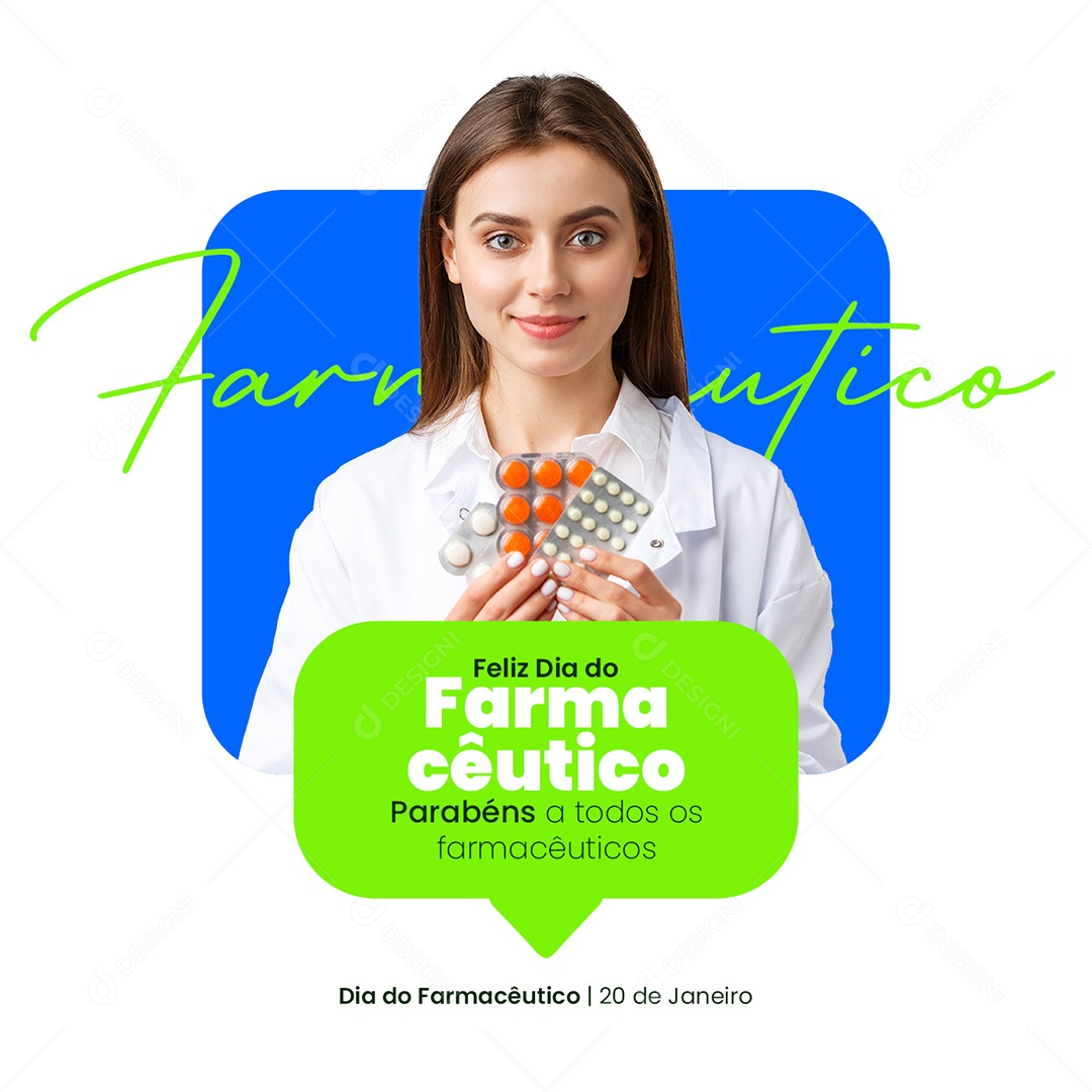 Parabéns a Todos os Farmacêuticos 20 de Janeiro Dia do Farmacêutico Social Media PSD Editável