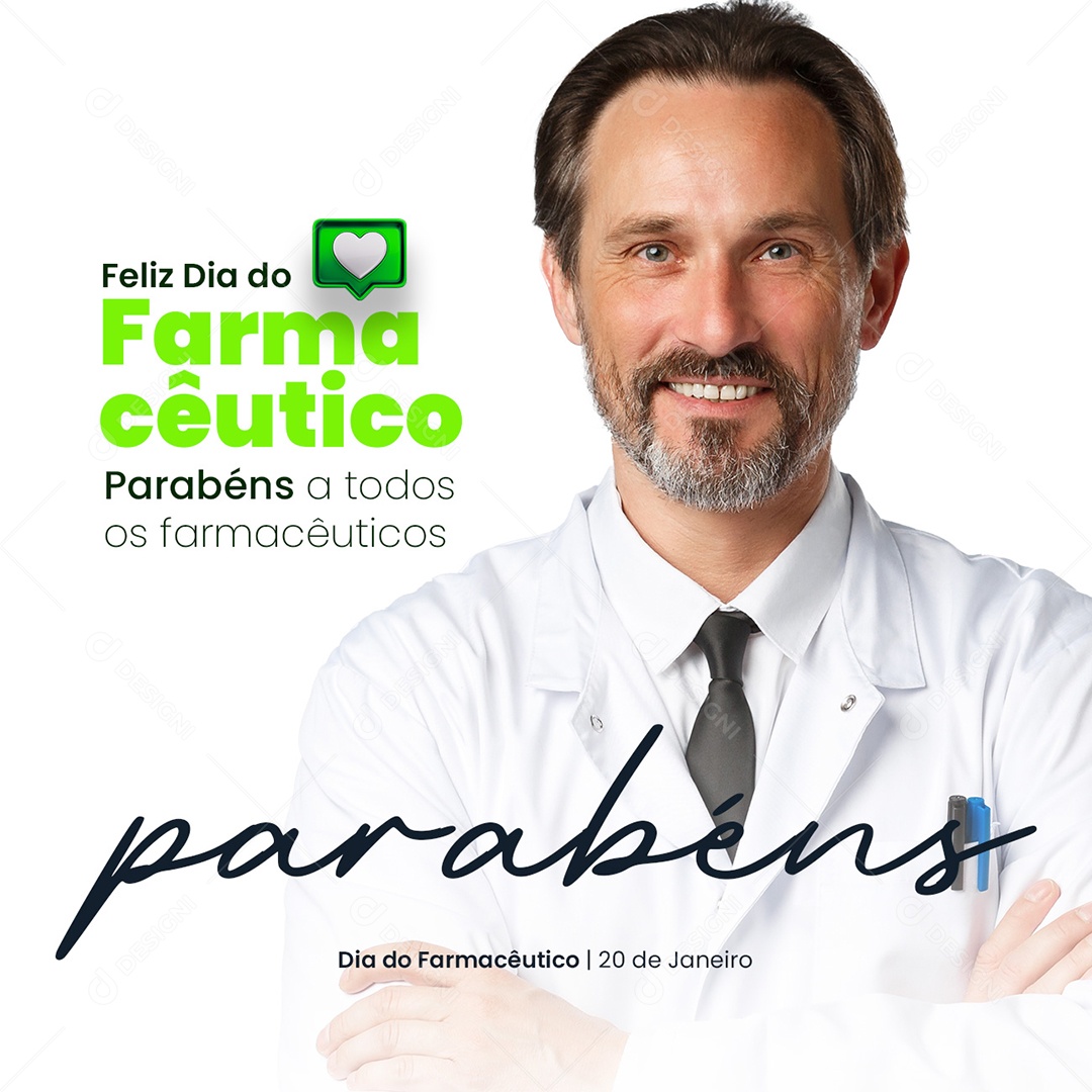 Parabéns a Todos os Farmacêuticos 20 de Janeiro Dia do Farmacêutico Social Media PSD Editável