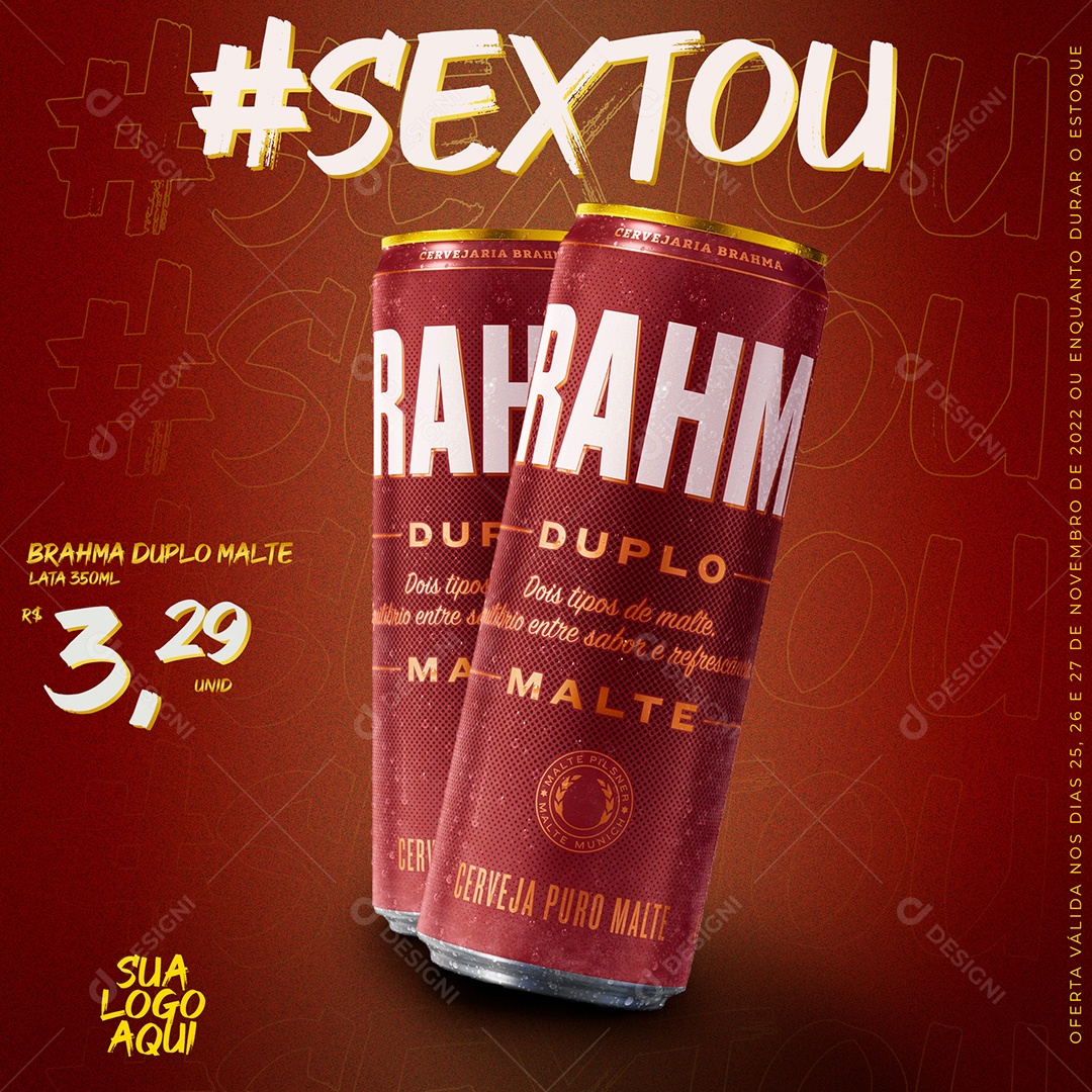 Post Cerveja Brahma Sextou Social Media PSD Editável