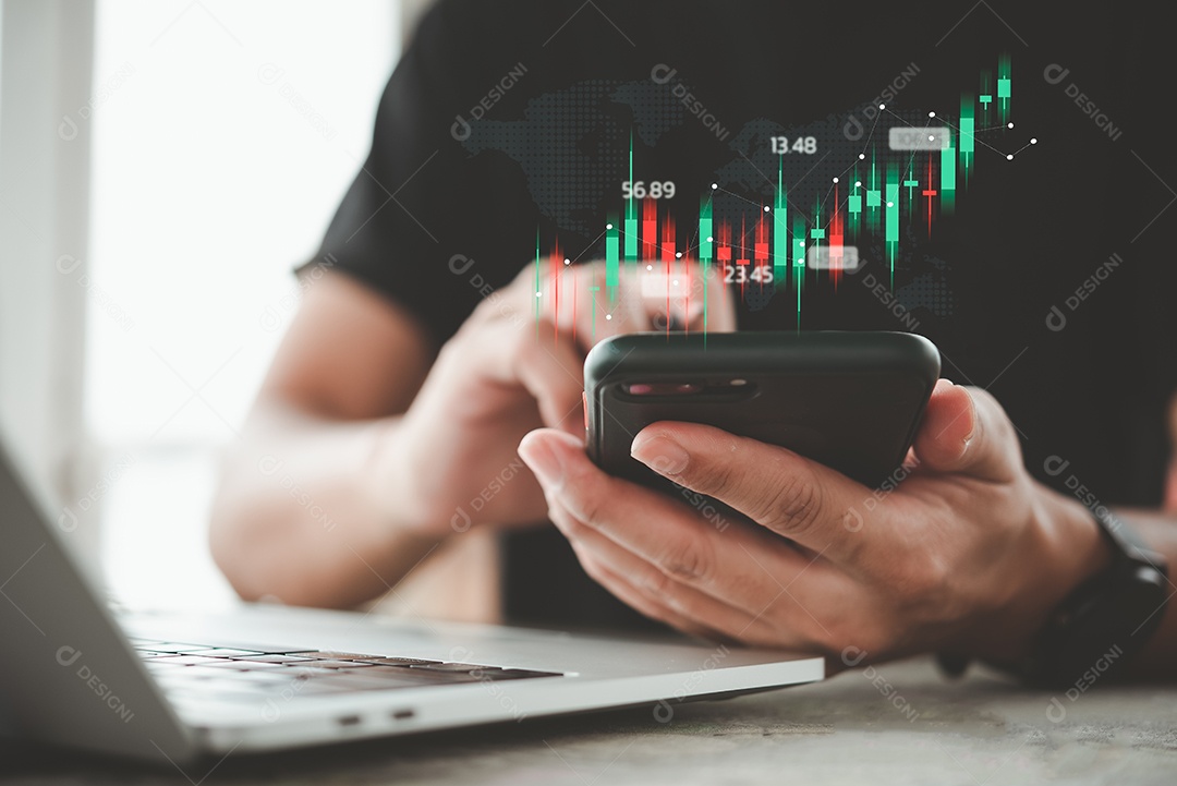 Dados do investidor e gráfico de análise de informações para planejamento em estratégia de dinheiro do mercado de ações