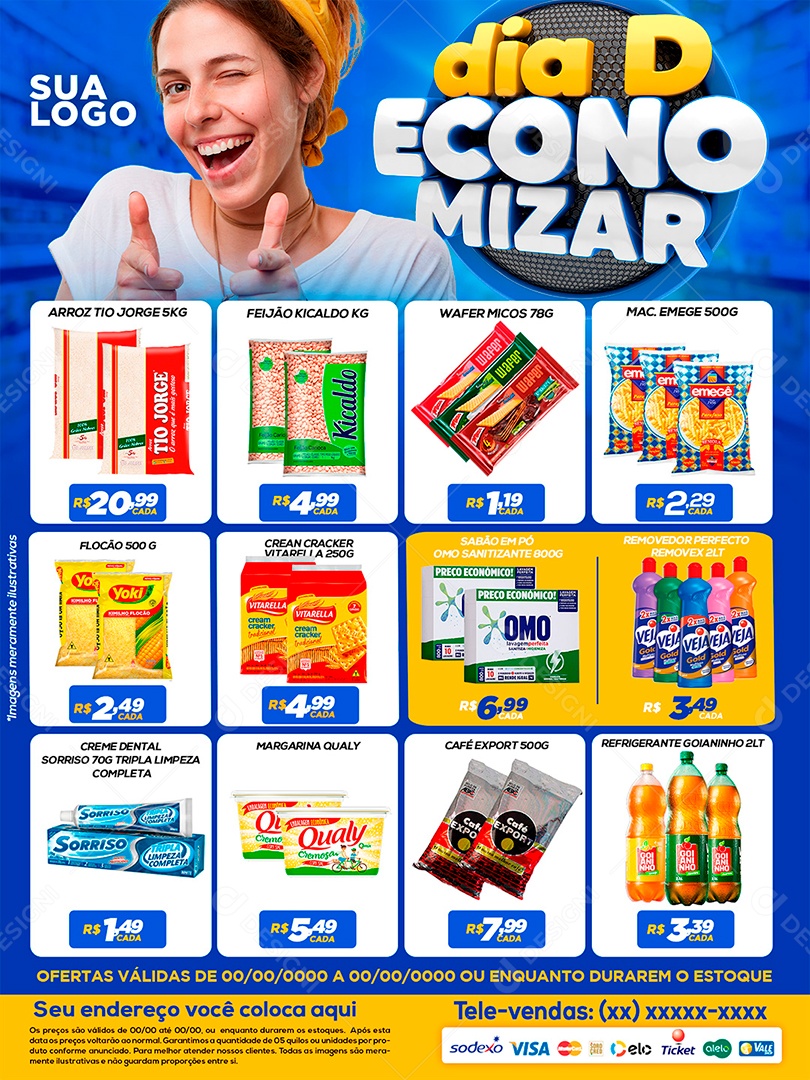 Encarte Supermercado Dia D Economizar Social Media PSD Editável