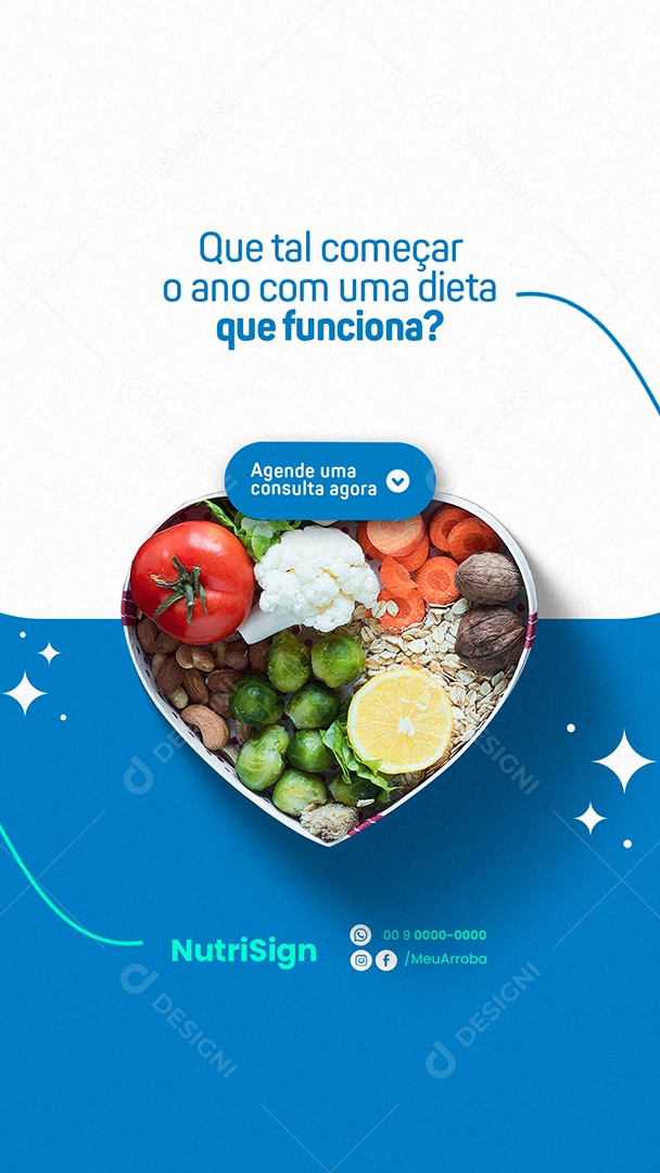 Story Que tal Começar o Ano com Uma Dieta Nutricionista Social Media PSD Editável