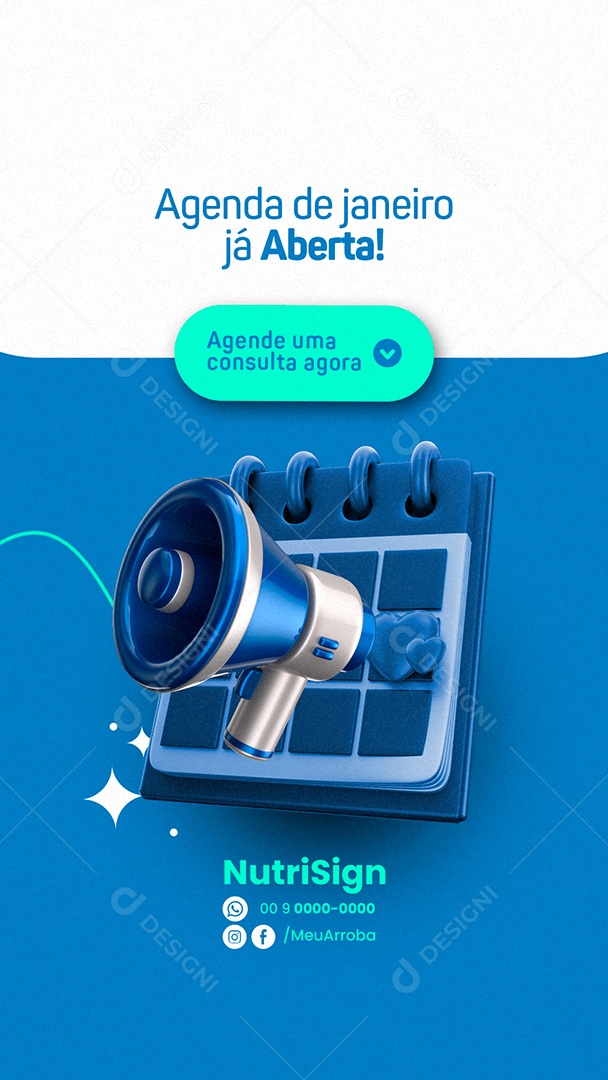 Story Agenda de Janeiro já Aberta Nutricionista Social Media PSD Editável