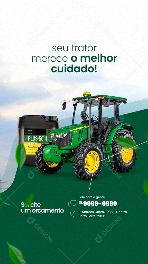 Story Seu Trator Merece o Melhor Cuidado Peças Agropecuária Social Media PSD Editável