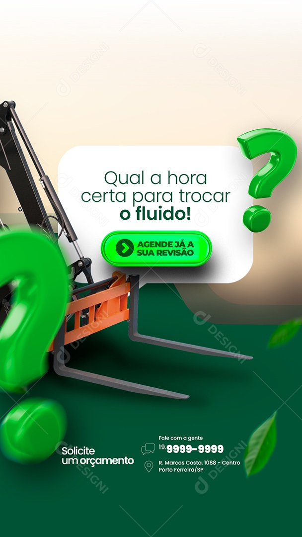 Story Qual a Hora Certa para Trocar o Fluido Peças Agropecuária Social Media PSD Editável