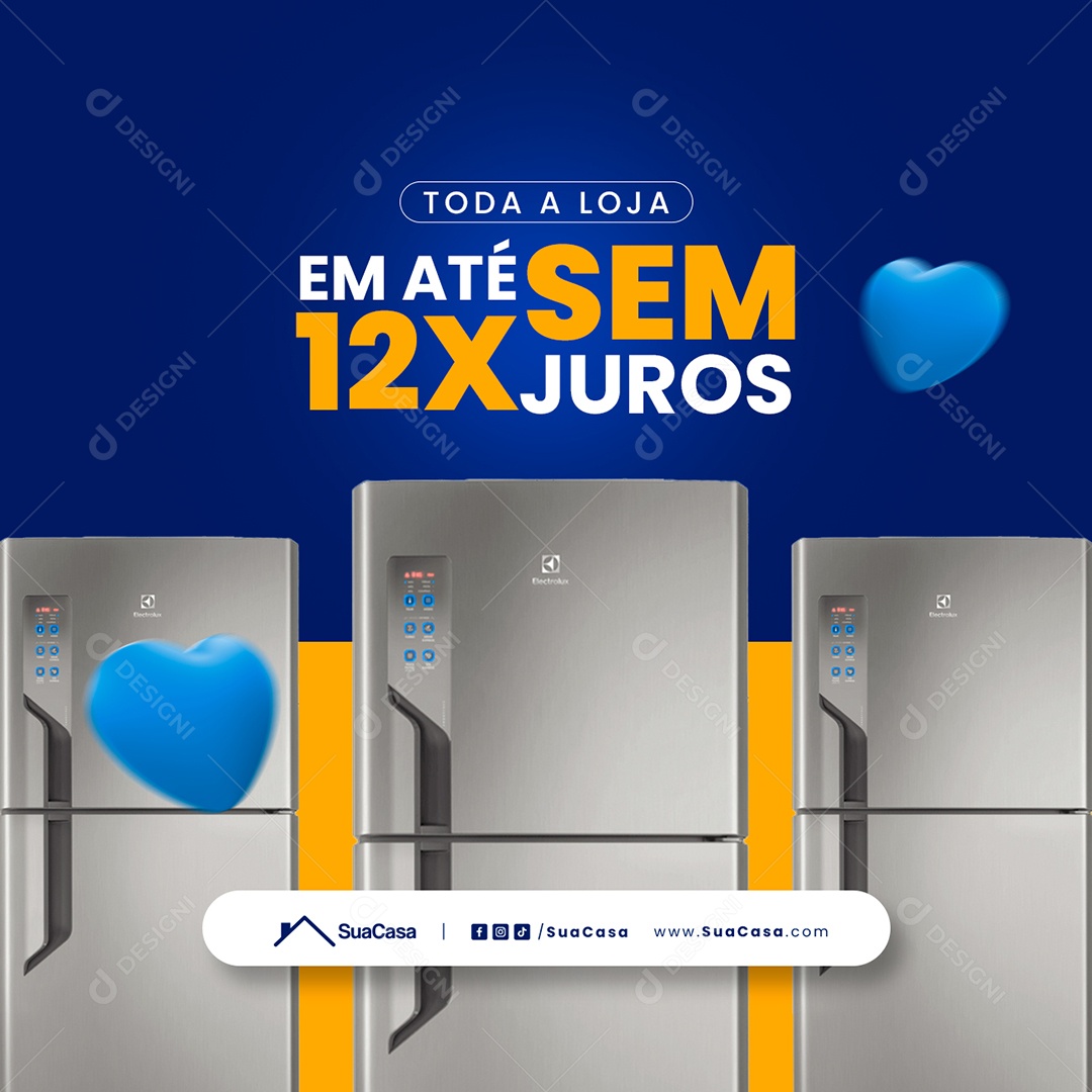 Toda Loja Em Até ´12x Sem Juros Lojas De Móveis Social Media PSD Editável