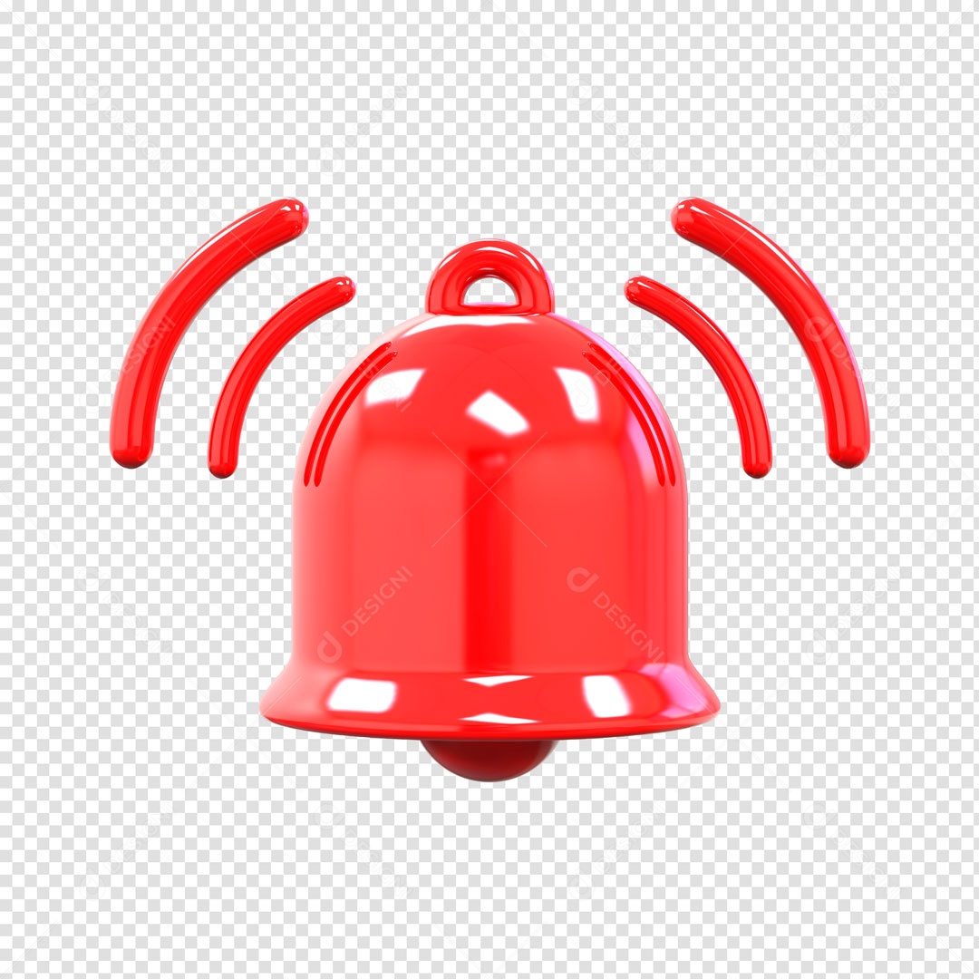 Elemento 3D Sino Vermelho Para Composição PSD