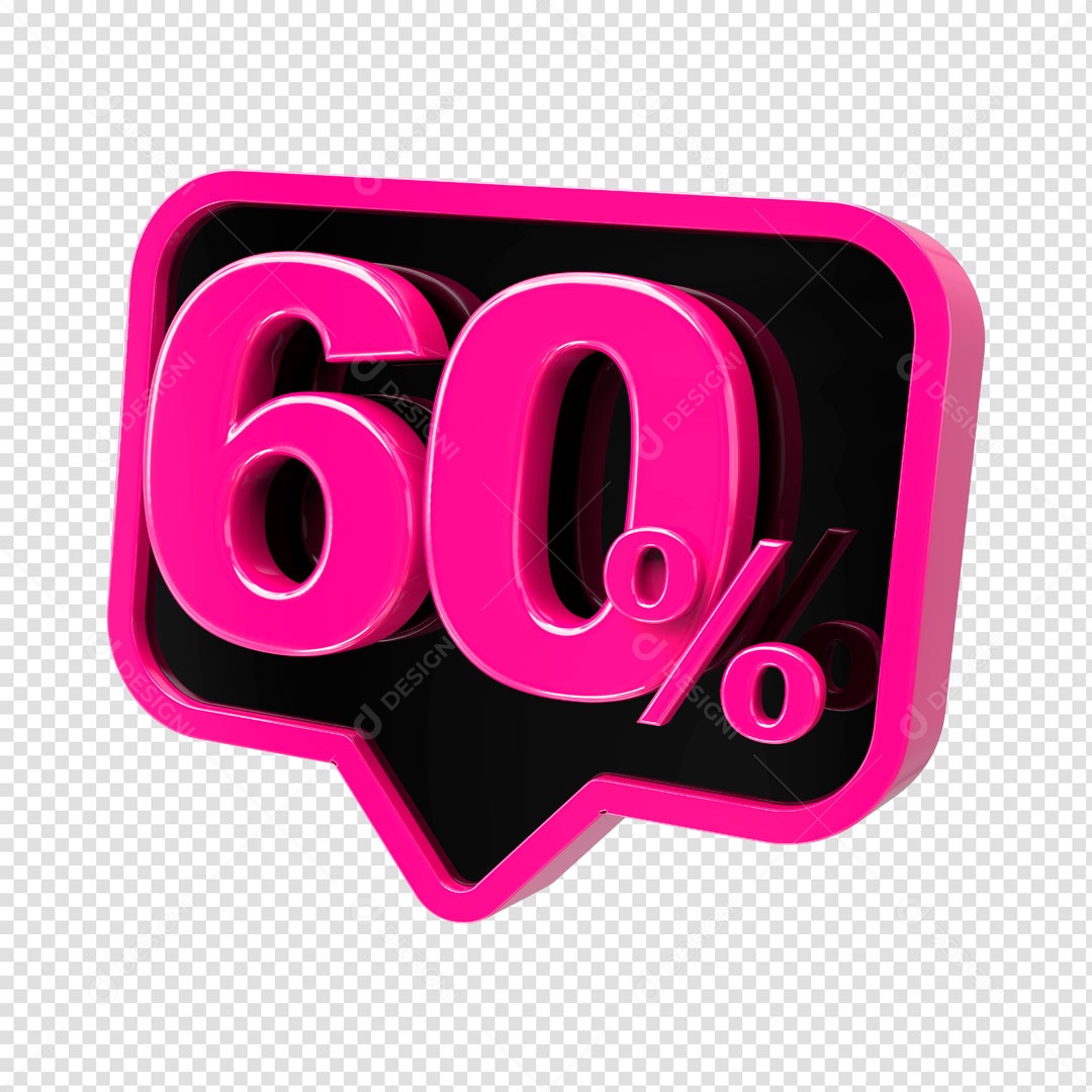 Elemento 3D Etiqueta de Porcentagem 60% Para Composição PSD