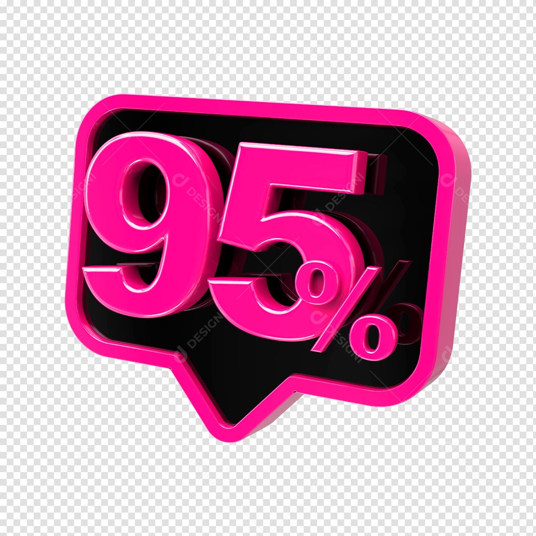 Elemento 3D Etiqueta de Porcentagem 95% Para Composição PSD