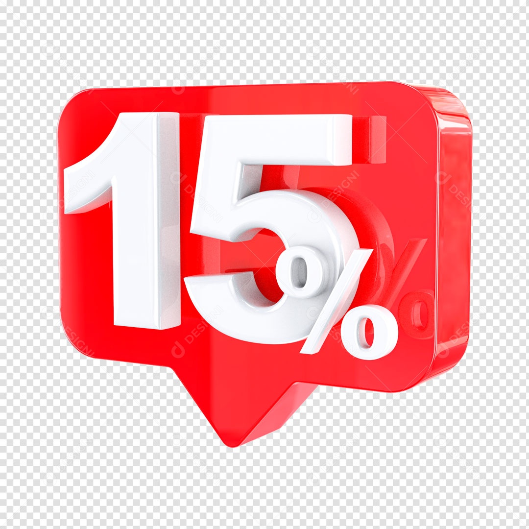 Elemento 3D Etiqueta de Porcentagem 15% Para Composição PSD
