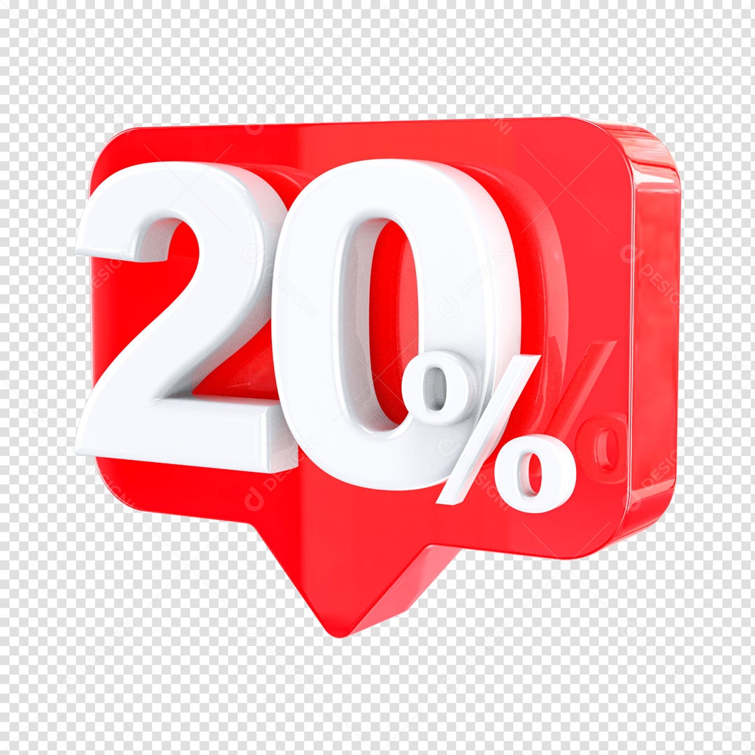 Elemento 3D Etiqueta de Porcentagem 20% Para Composição PSD