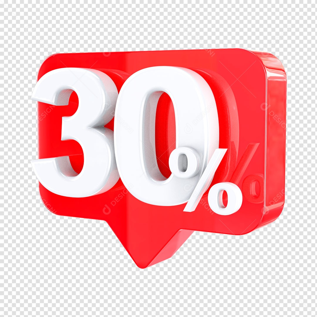 Elemento 3D Etiqueta de Porcentagem 30% Para Composição PSD