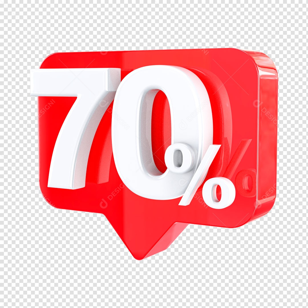 Elemento 3D Etiqueta de Porcentagem 70% Para Composição PSD