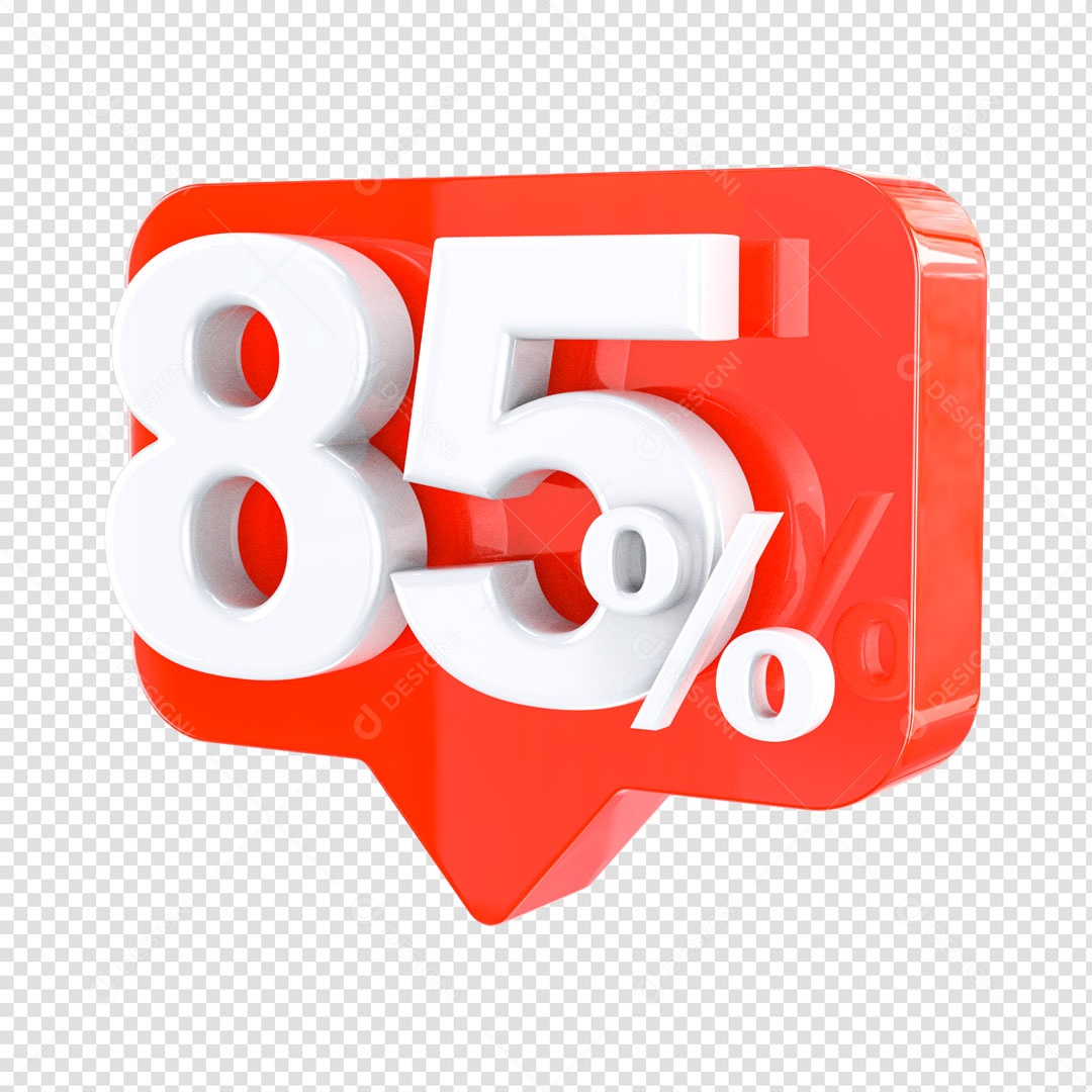 Elemento 3D Etiqueta de Porcentagem 85% Para Composição PSD