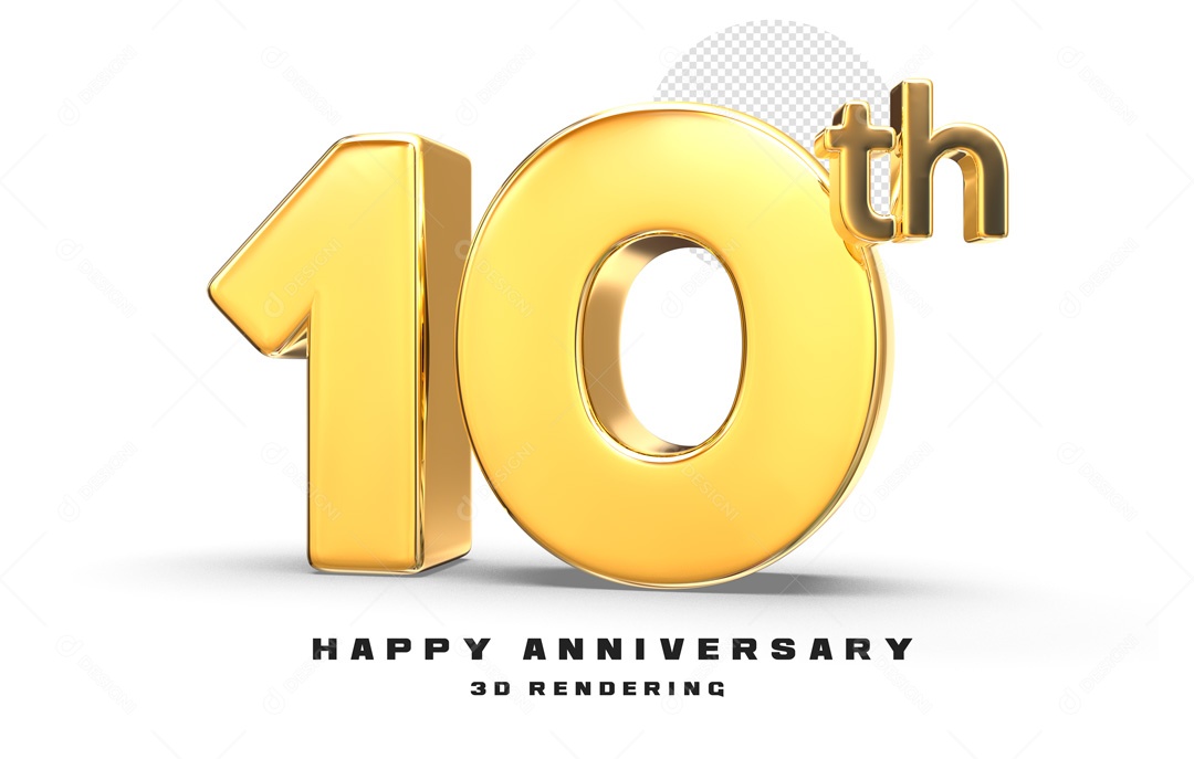 Elemento 3D Número de Aniversário 10 Para Composição PSD