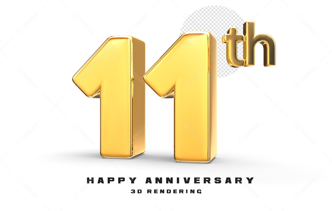 Elemento 3D Número de Aniversário 11 Para Composição PSD