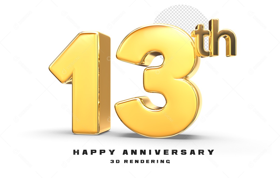 Elemento 3D Número de Aniversário 13 Para Composição PSD