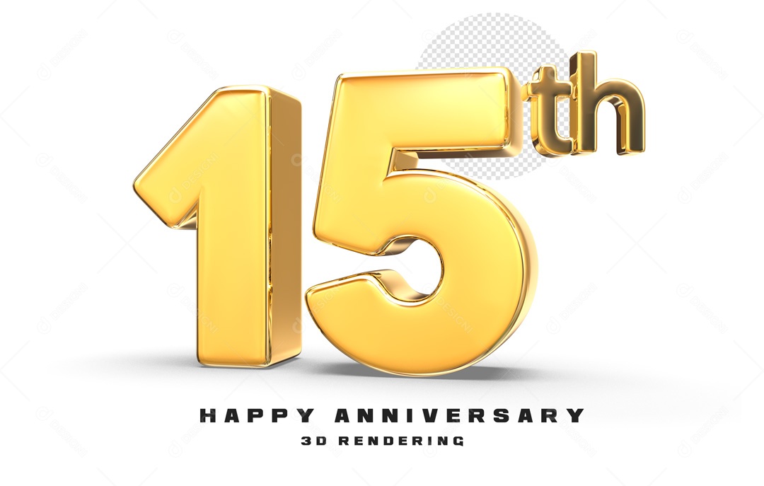 Elemento 3D Número de Aniversário 15 Para Composição PSD