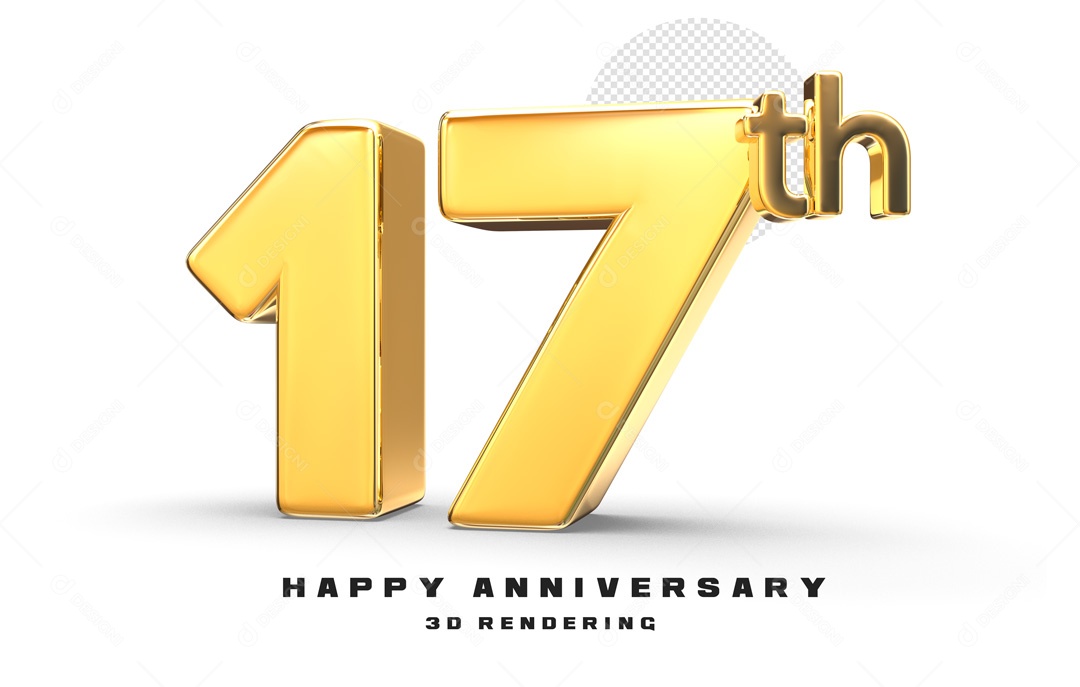 3D Element Birthday Number 17 For Composition PSD