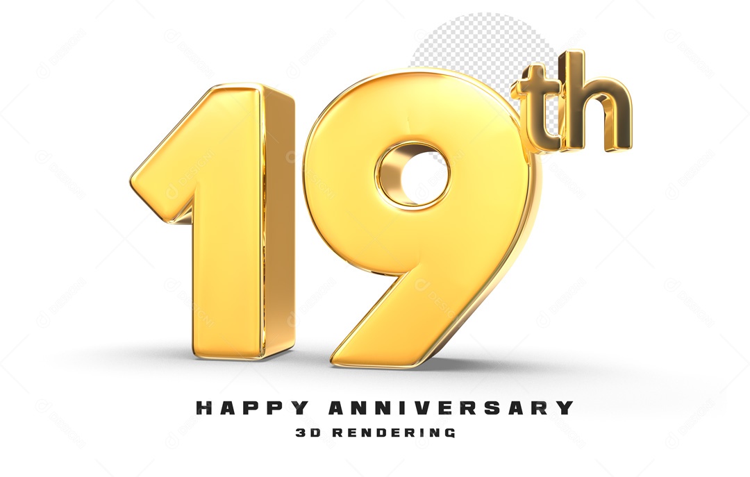 Elemento 3D Número de Aniversário 19 Para Composição PSD
