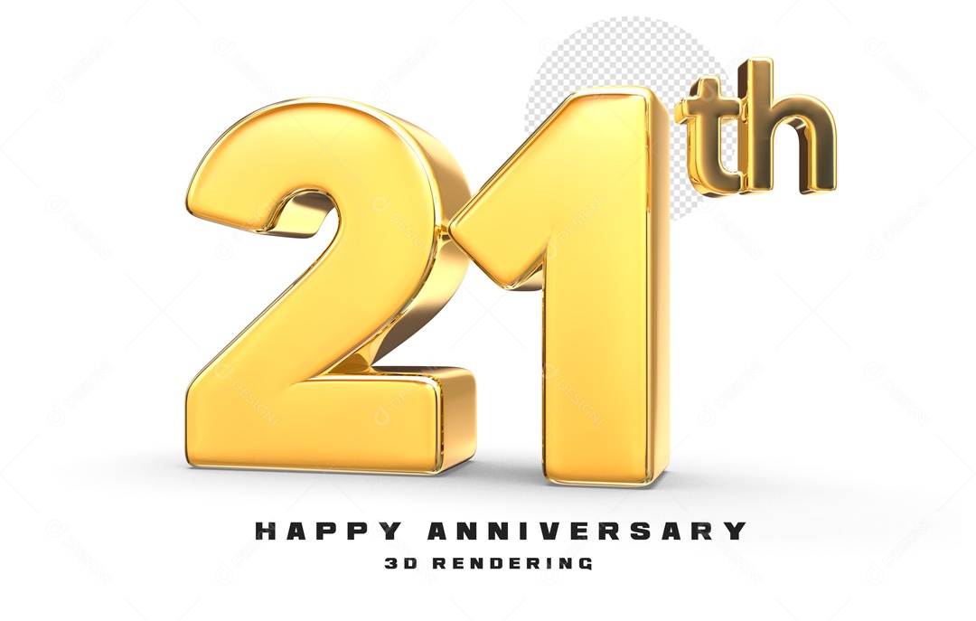 Elemento 3D Número de Aniversário 21 Para Composição PSD