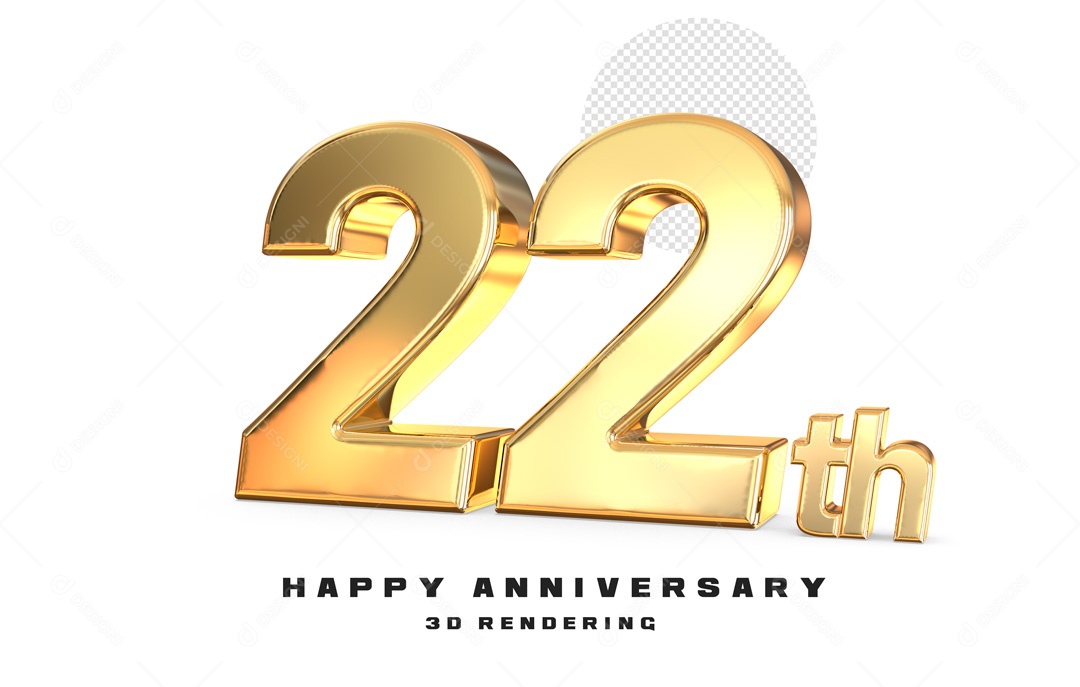 Elemento 3D Número de Aniversário 22 Para Composição PSD