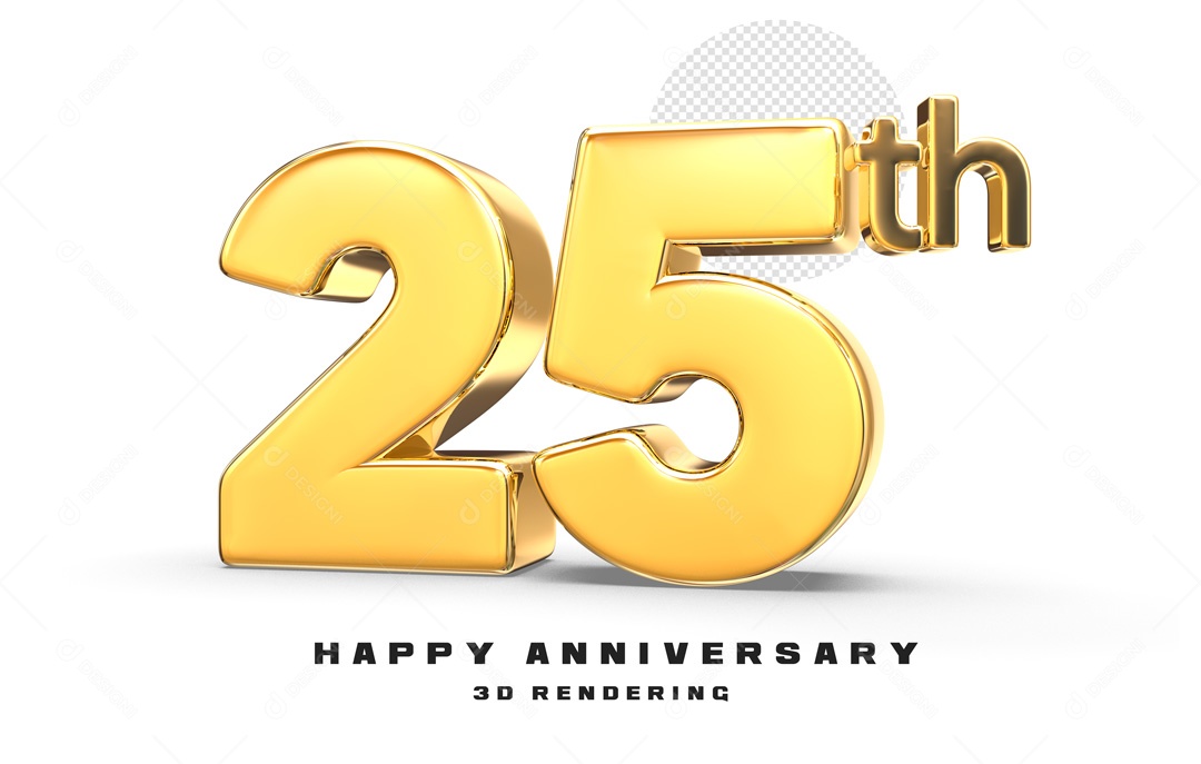 Elemento 3D Número de Aniversário 25 Para Composição PSD