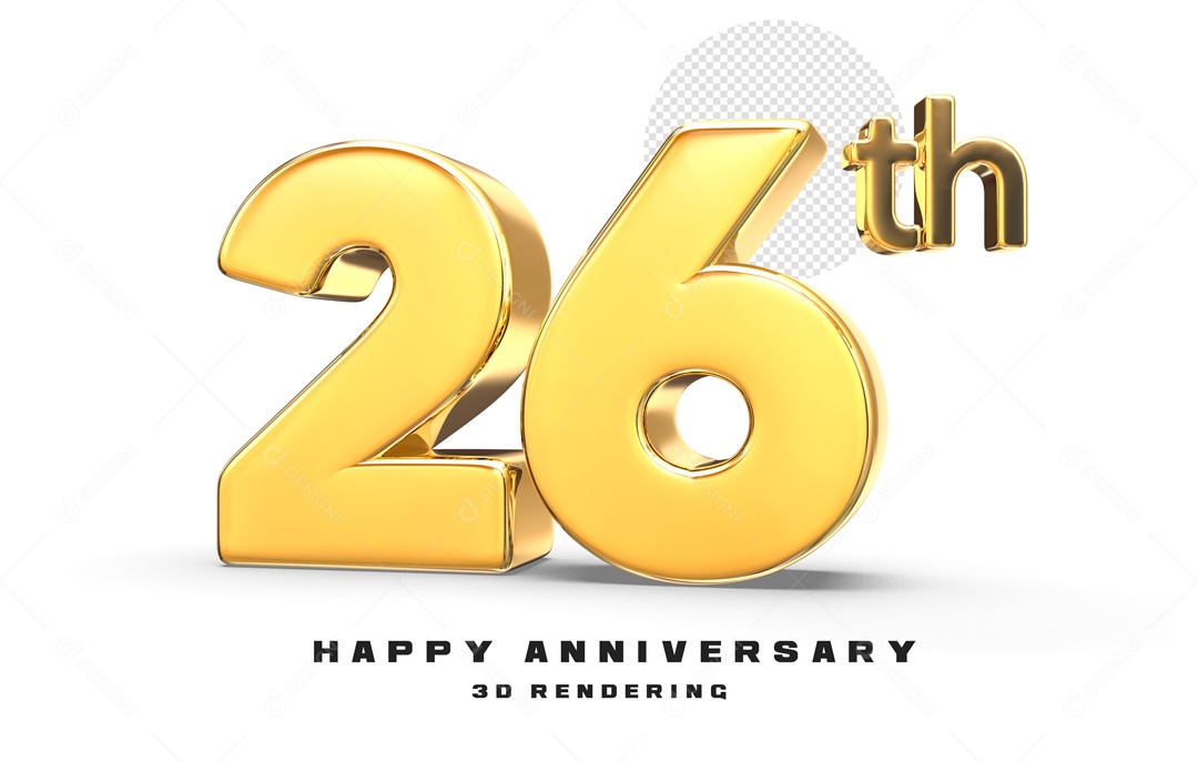 Elemento 3D Número de Aniversário 26 Para Composição PSD