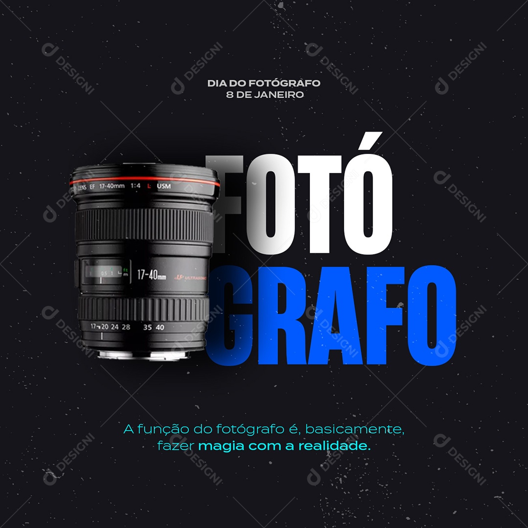 A Função do Fotografo Dia do Fotógrafo 8 de Janeiro Social Media PSD Editável