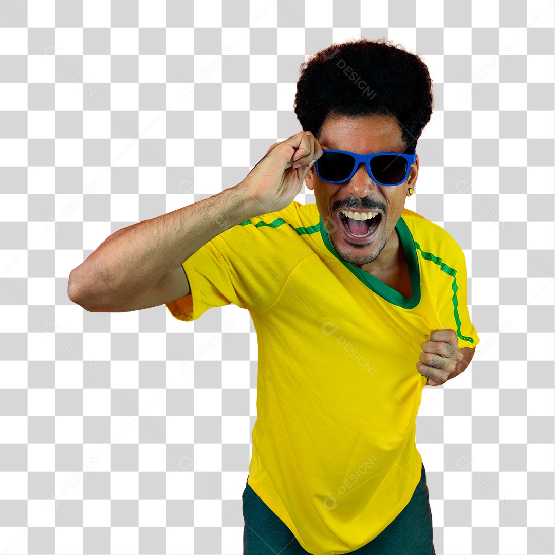 Torcedor de Futebol Torcendo Pelo Seu Time Brasil PNG Transparente