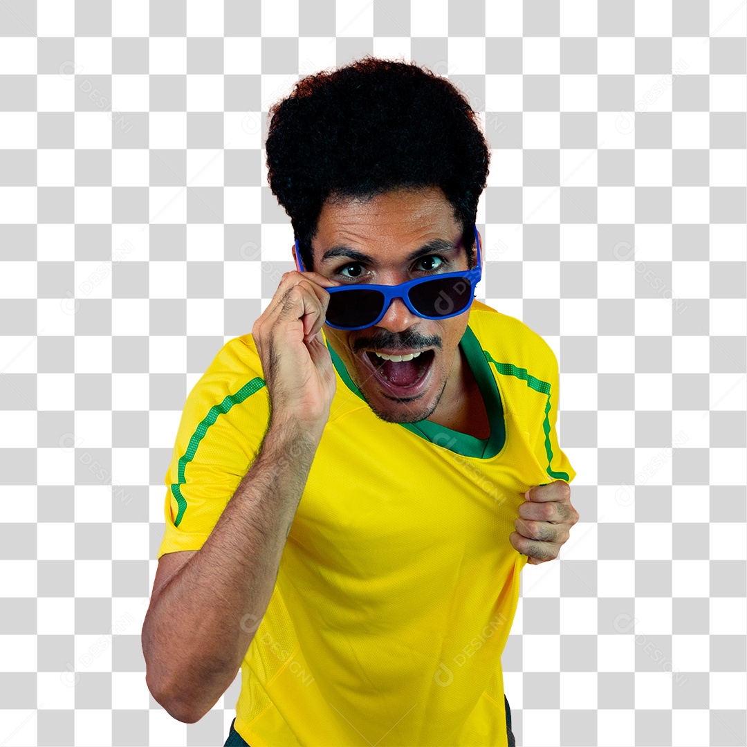 Torcedor de Futebol Torcendo Pelo Seu Time Brasil PNG Transparente