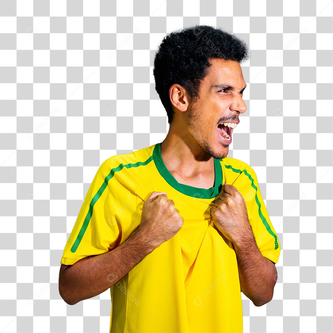 Torcedor de Futebol Torcendo Pelo Seu Time Brasil PNG Transparente