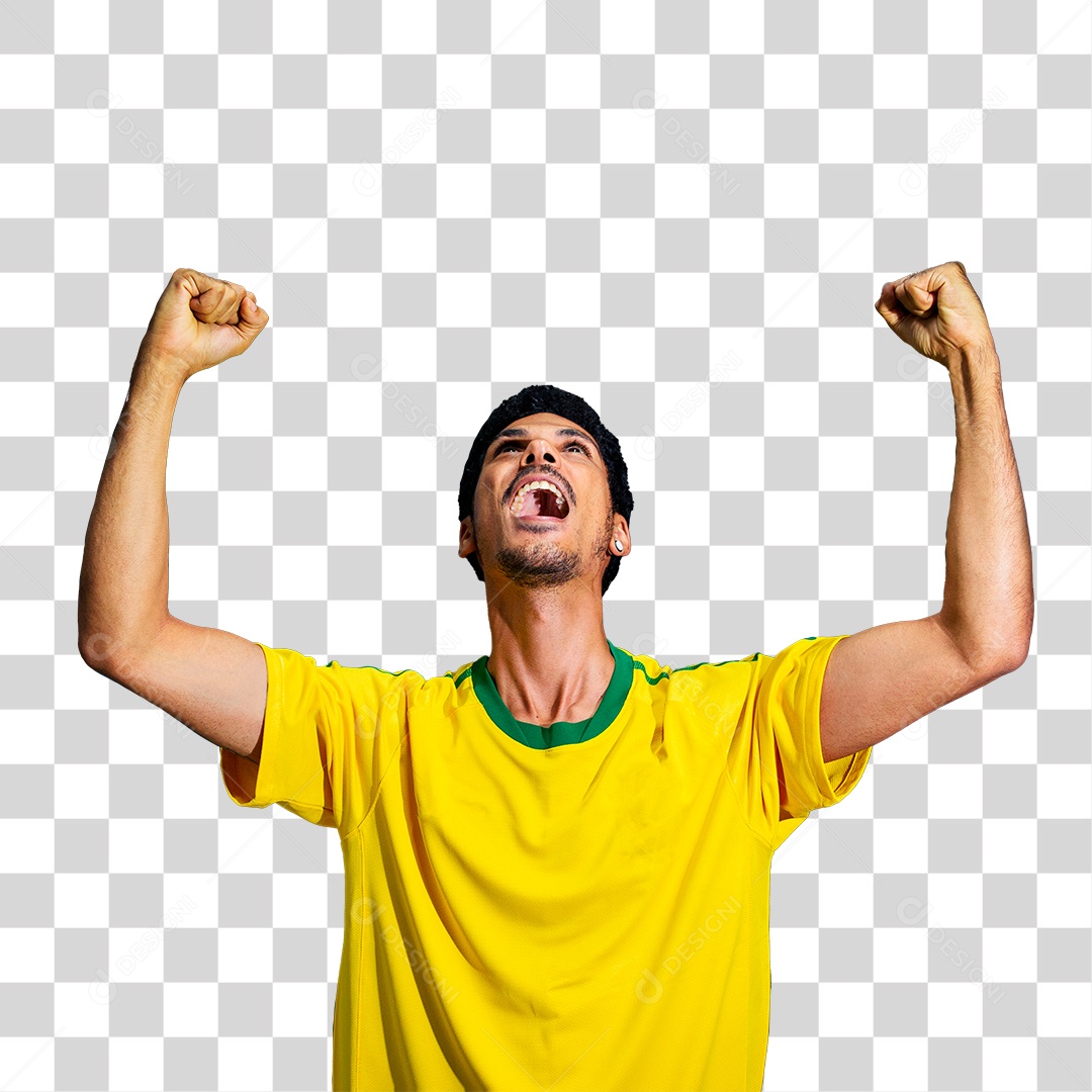 Torcedor de Futebol Torcendo Pelo Seu Time Brasil PNG Transparente