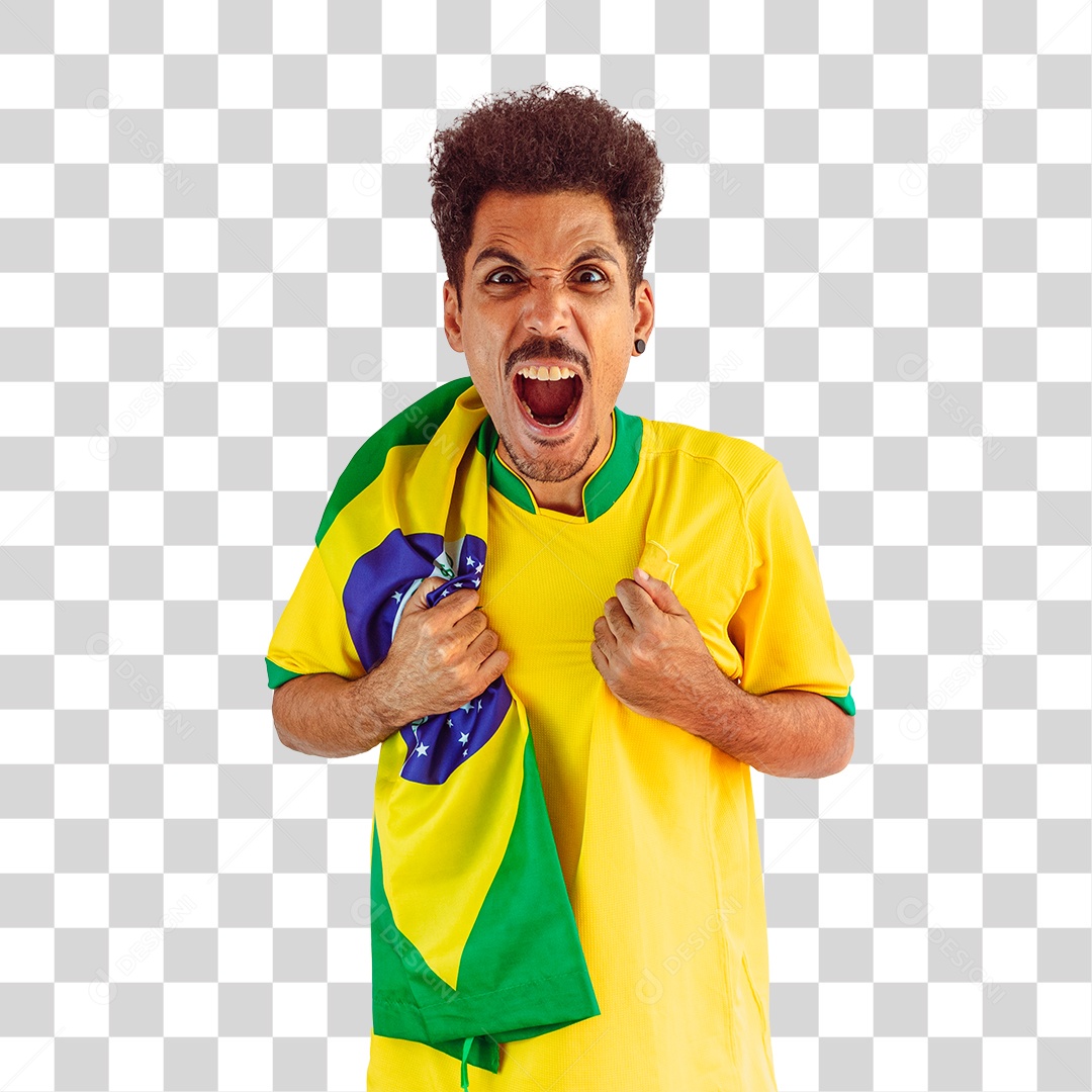 Torcedor de Futebol Torcendo Pelo Seu Time Brasil PNG Transparente